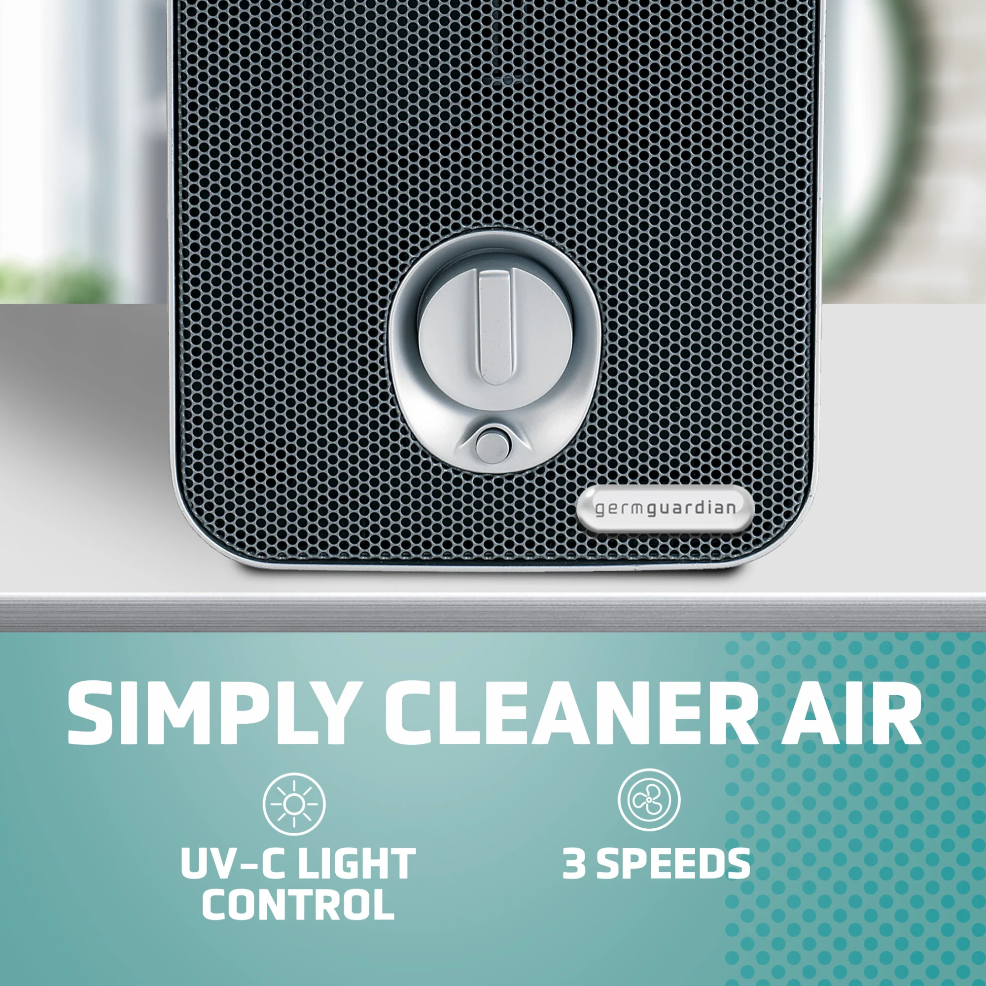 GermGuardian AC4100 HEPA PURE™ 11" Table Top Air Purifier (3-speed 4-stage UV-C filtration, gray) - Image 3