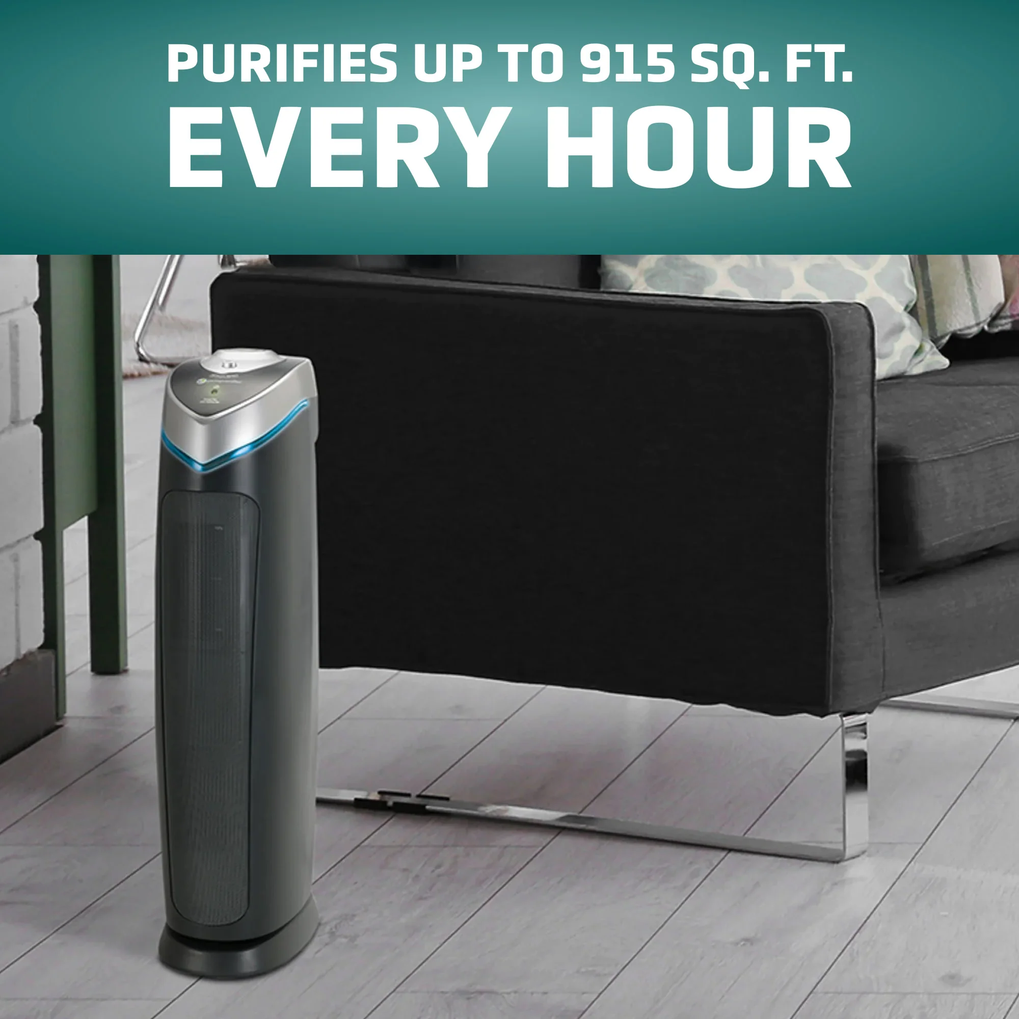 GermGuardian AC5000 HEPA PURE™ 28" Tower Air Purifier (3-speed 3-stage UV-C filtration, black) - Image 2
