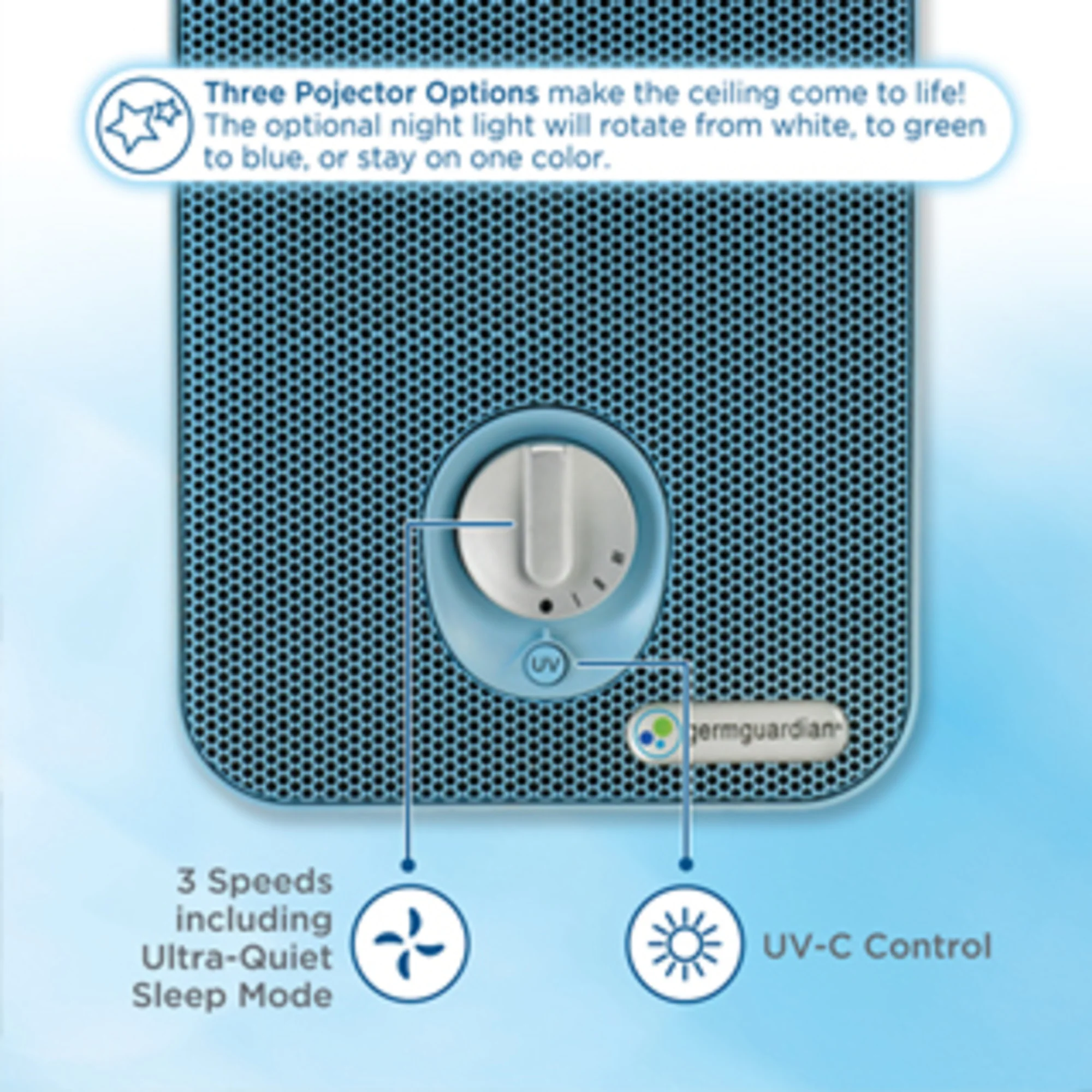 GermGuardian AC4150 HEPA PURE™ 11" Table Top Air Purifier (3-speed 4-stage UV-C filtration, blue) - Image 4
