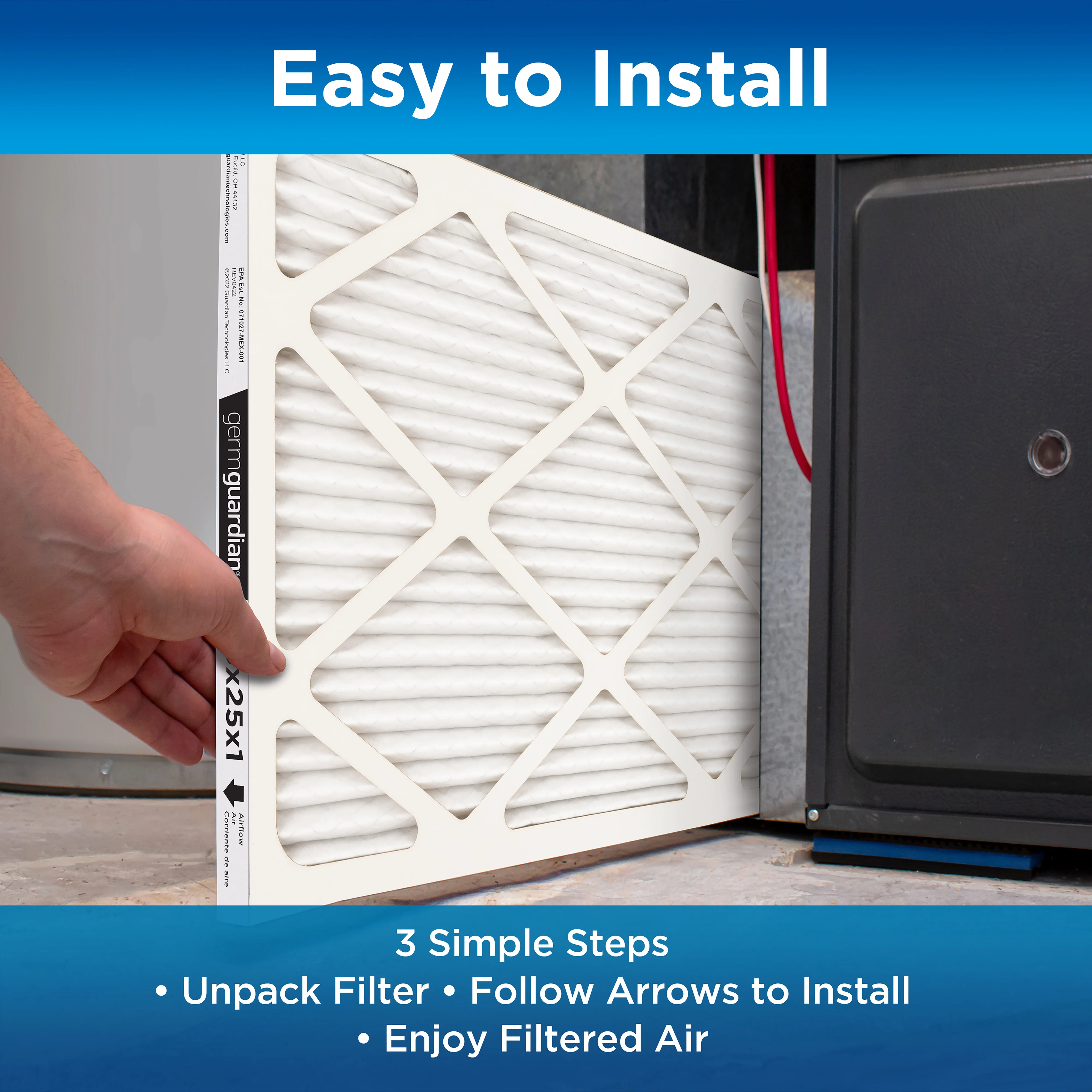 GermGuardian AC Furnace Air Filter 16x25x1 (4 count) - Image 4
