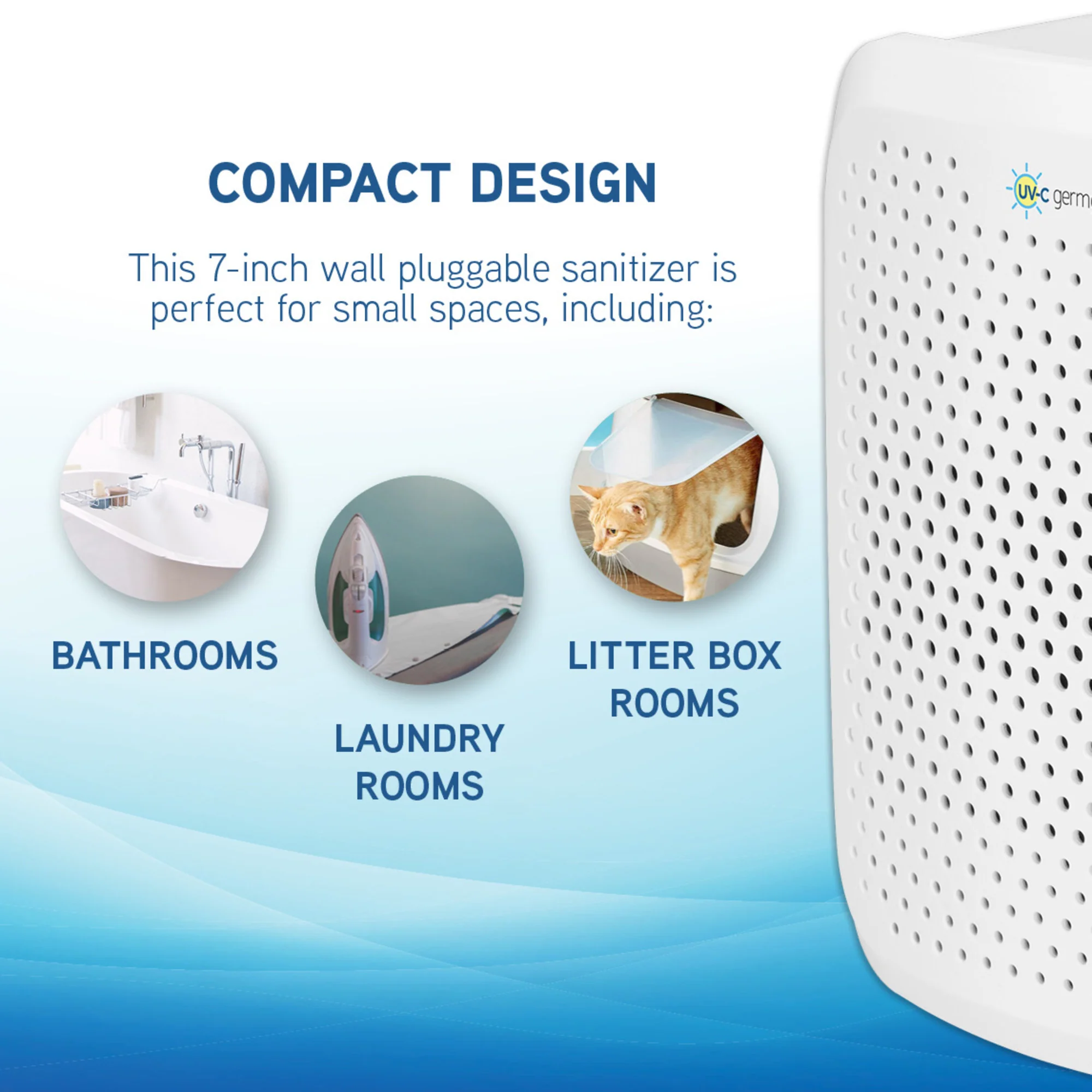PureGuardian AC225 7" Pluggable Air Purifier (3-stage UV-C filtration, white) - Image 3