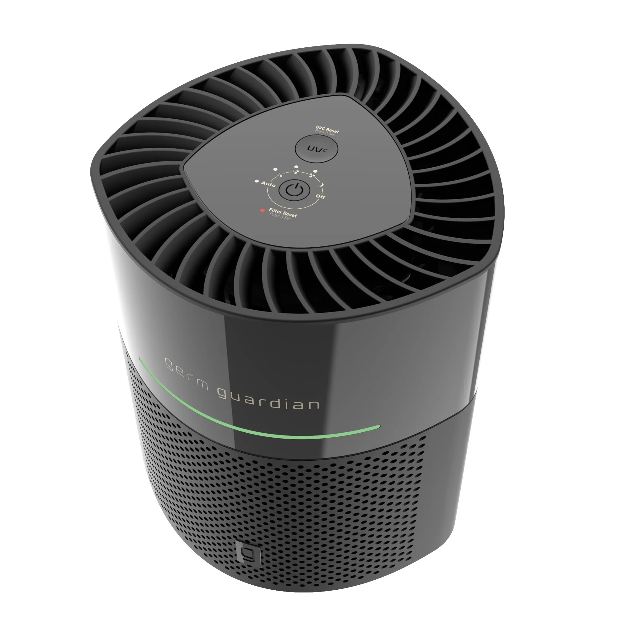 GermGuardian AC3000 HEPA PURE™ 14" Table Top Air Purifier & Air Quality Sensor (360° 3-speed 4-stage UV-C filtration, black) - Image 9