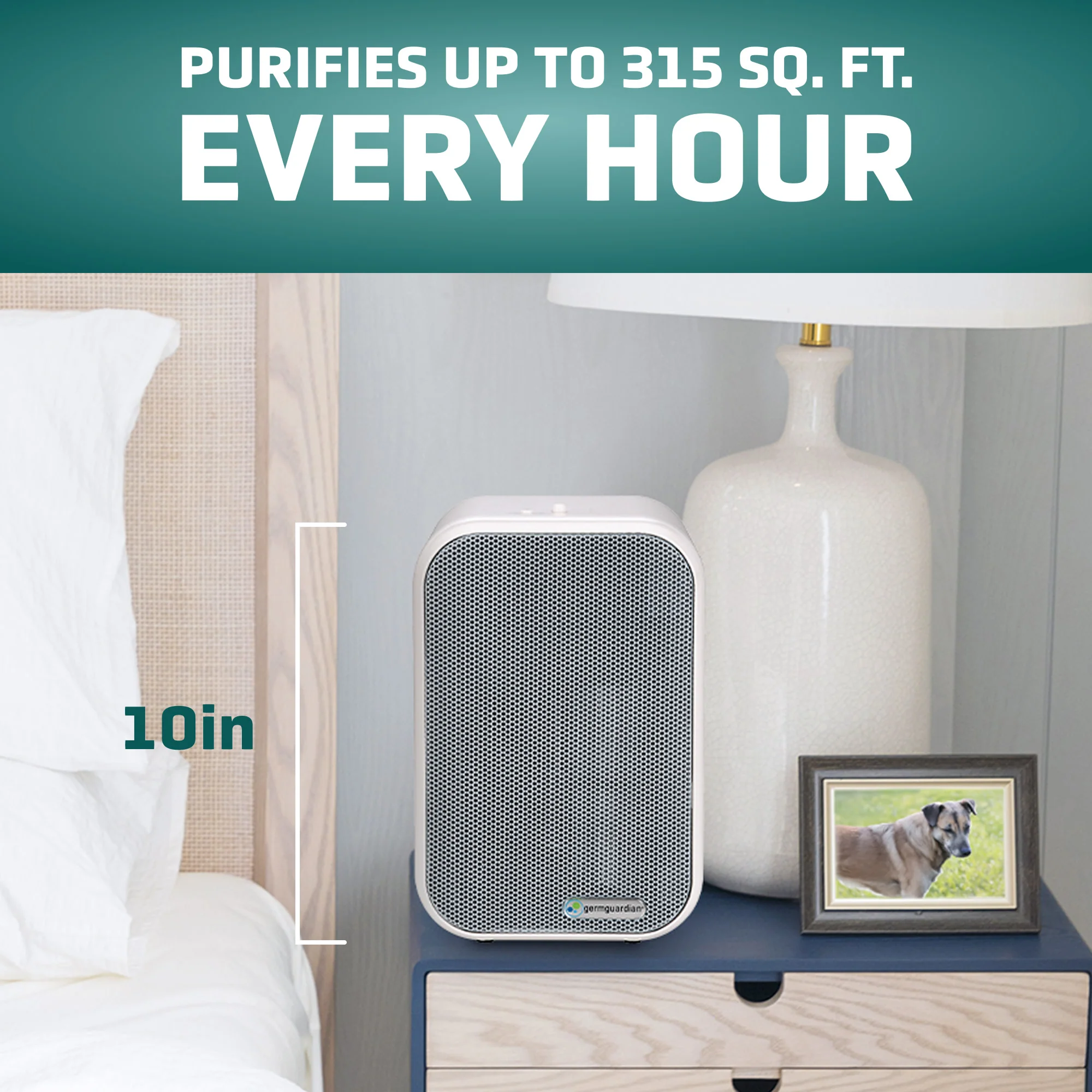 GermGuardian AC4175 HEPA PURE™ 11" Table Top Air Purifier (3-speed 4-stage UV-C filtration, gray) - Image 3