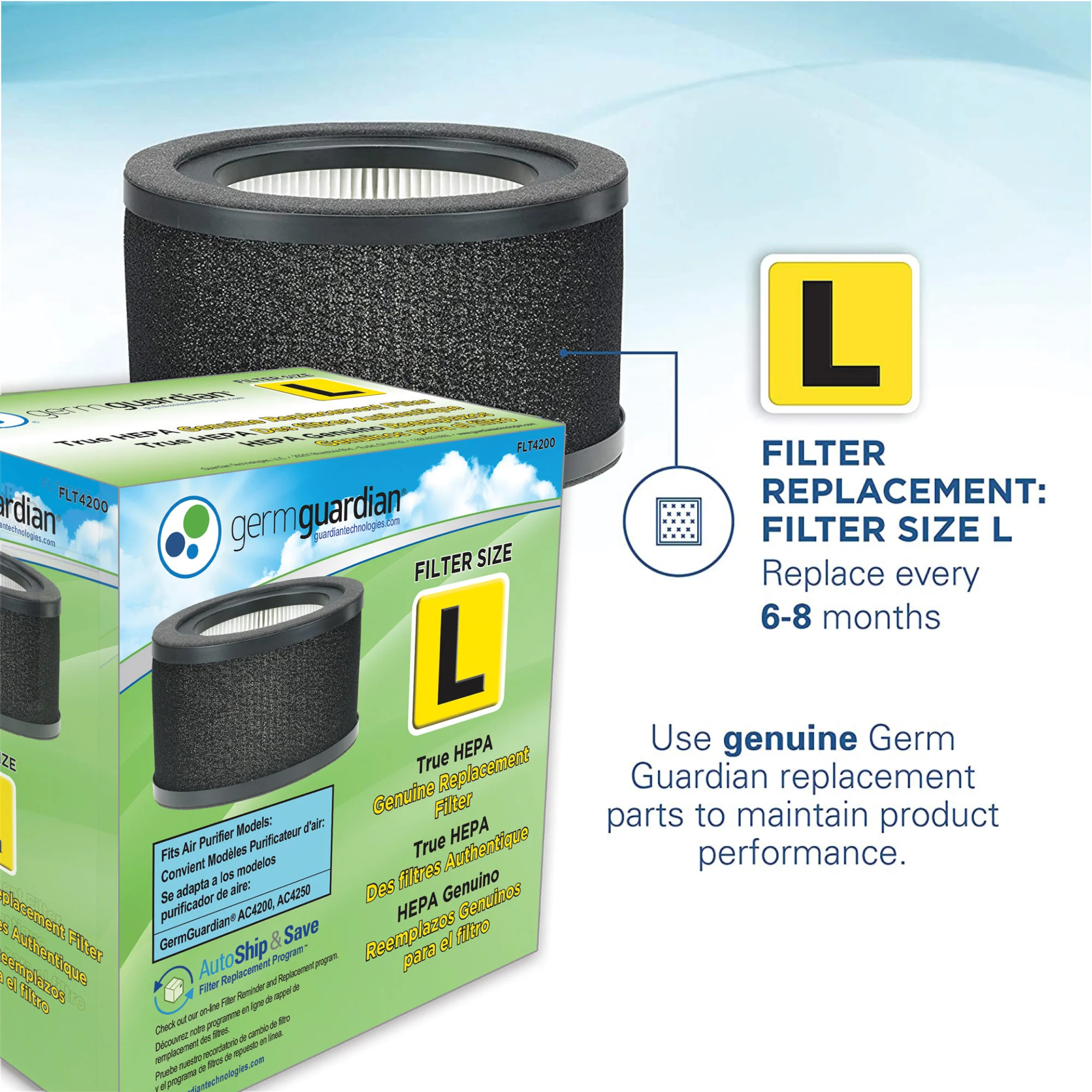 GermGuardian AC4250B 4-in-1 Air Purifier with HEPA Filter, UV-C Sanitizer and Odor Reduction, 495 sq. ft. - Image 5