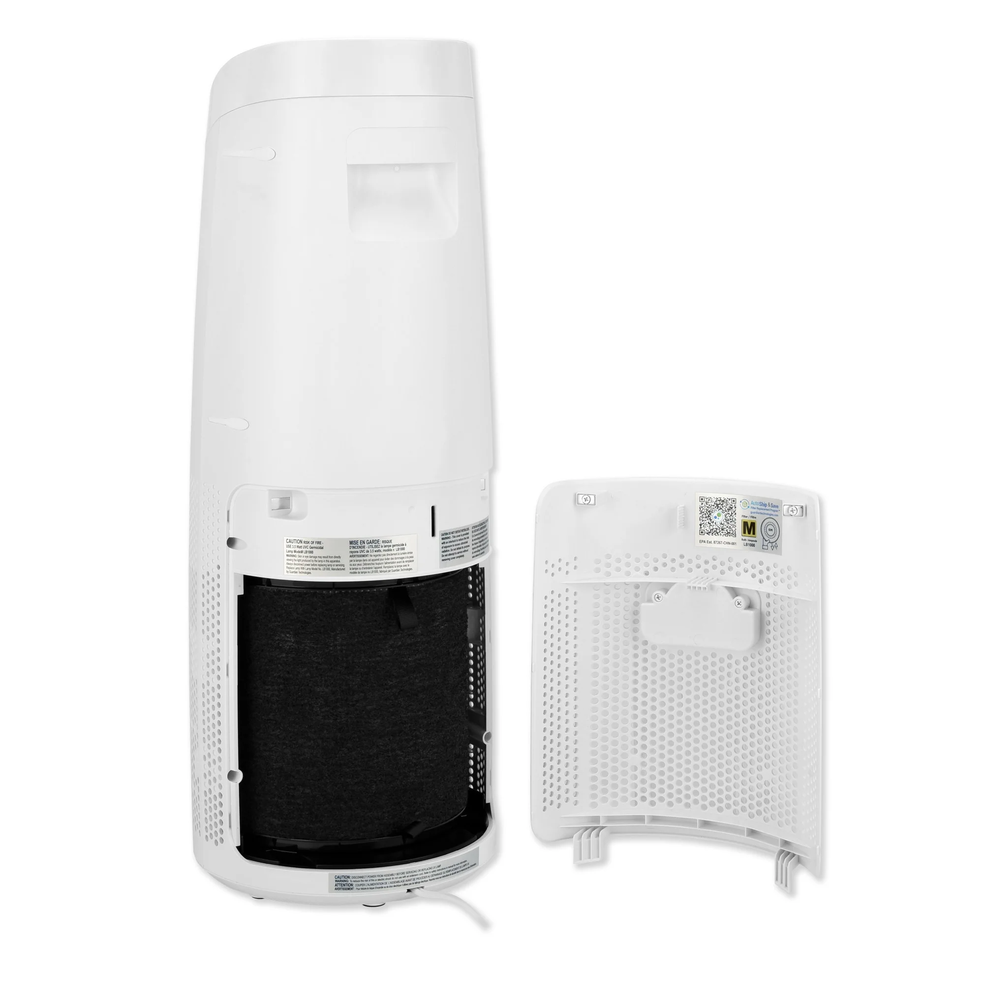 GermGuardian AC4625 HEPA PURE™ 22" Tower Air Purifier (360° 3-speed 4-stage UV-C filtration, white) - Image 7