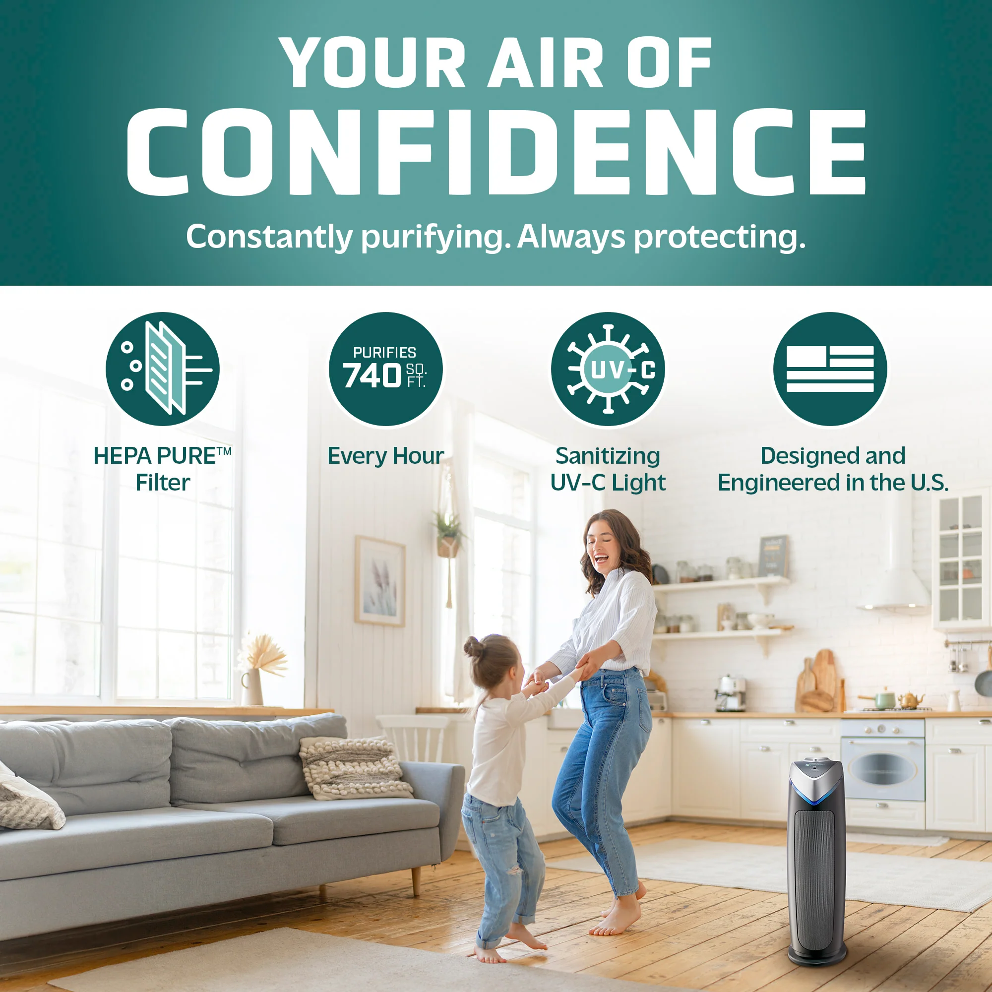 GermGuardian AC4825DLX Air Purifier & Replacement Filter Bundle - Image 6