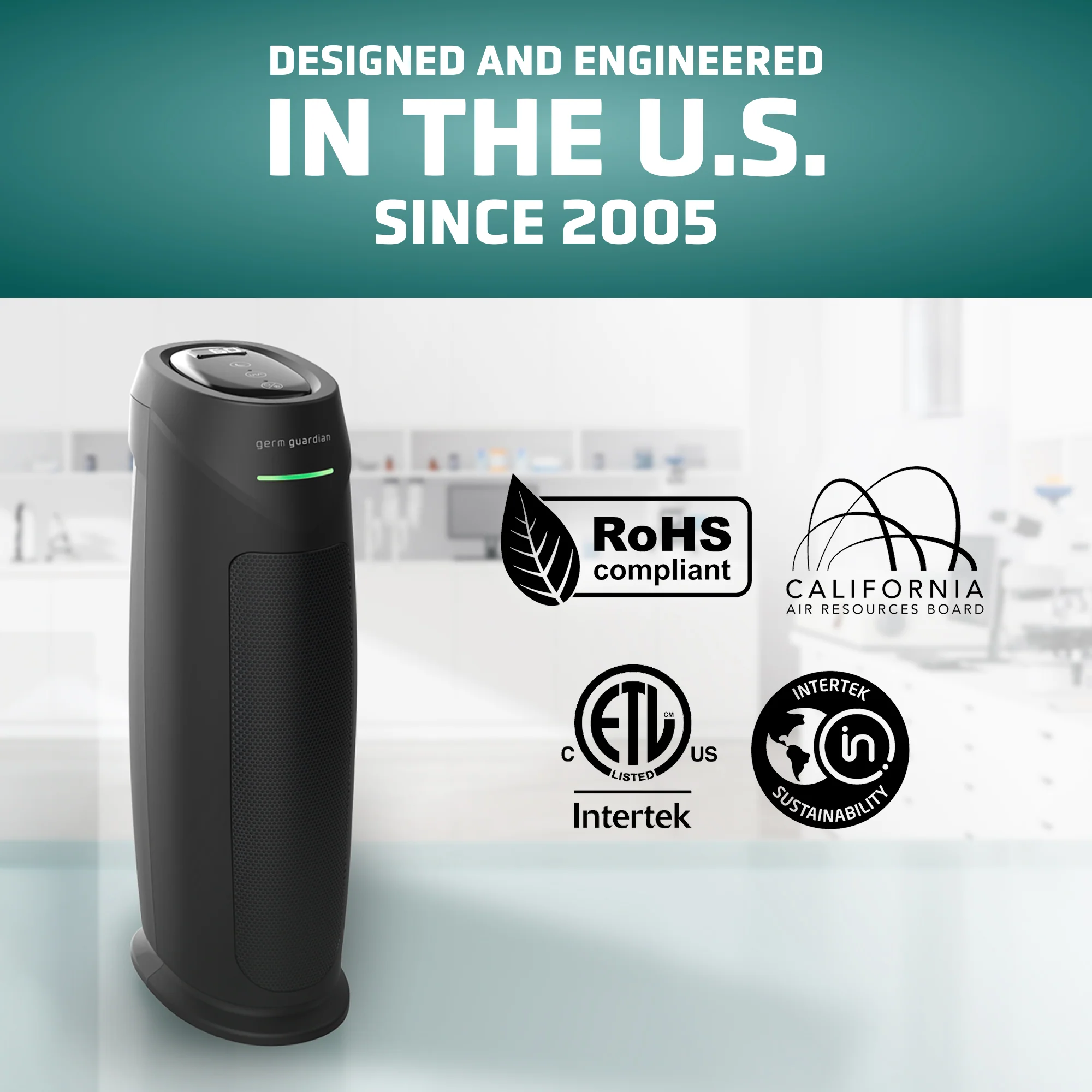 GermGuardian AC4880 HEPA PURE™ 22" Tower Air Purifier (5-speed 4-stage UV-C filtration, black) - Image 6