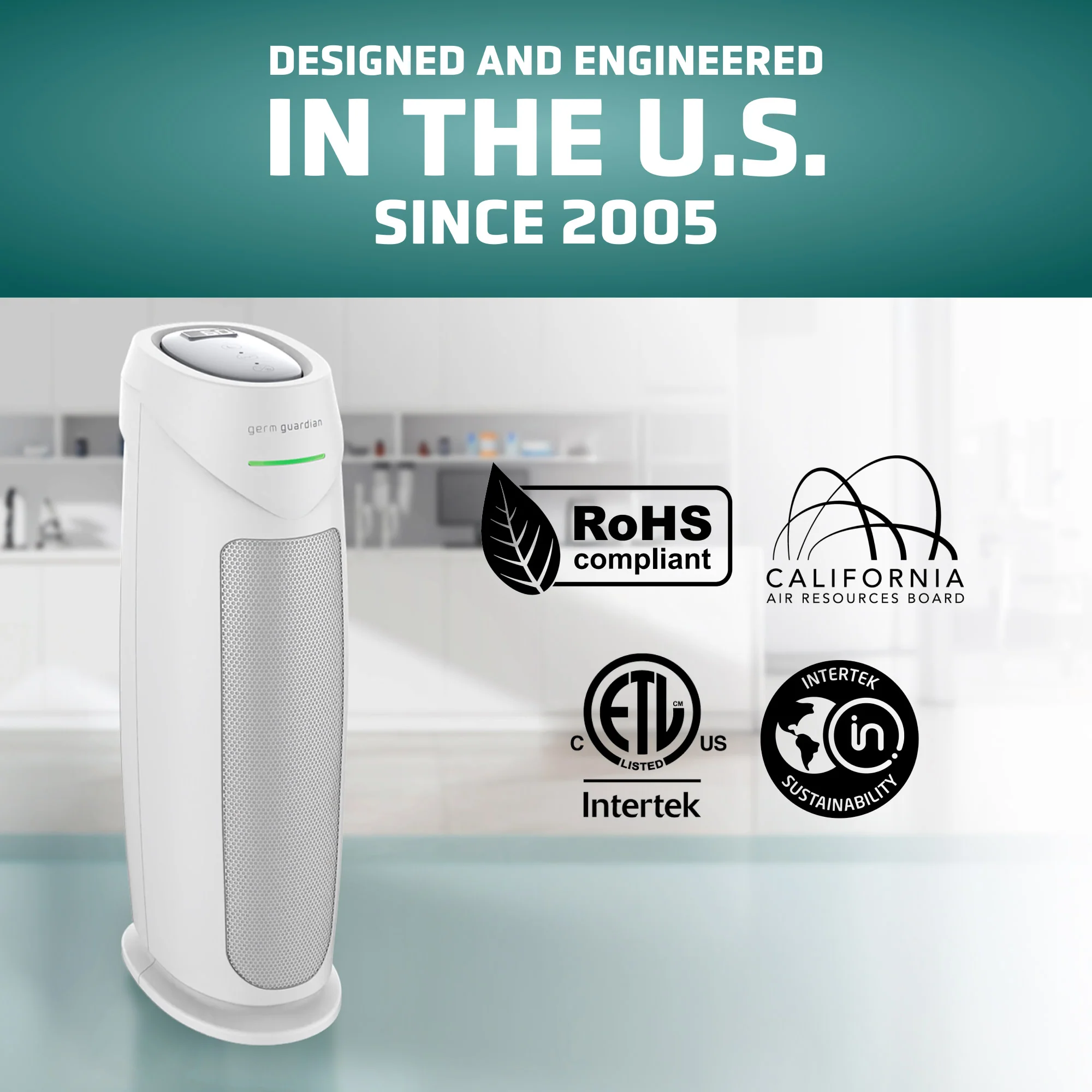 GermGuardian AC4880 HEPA PURE™ 22" Tower Air Purifier (5-speed 4-stage UV-C filtration, white) - Image 4