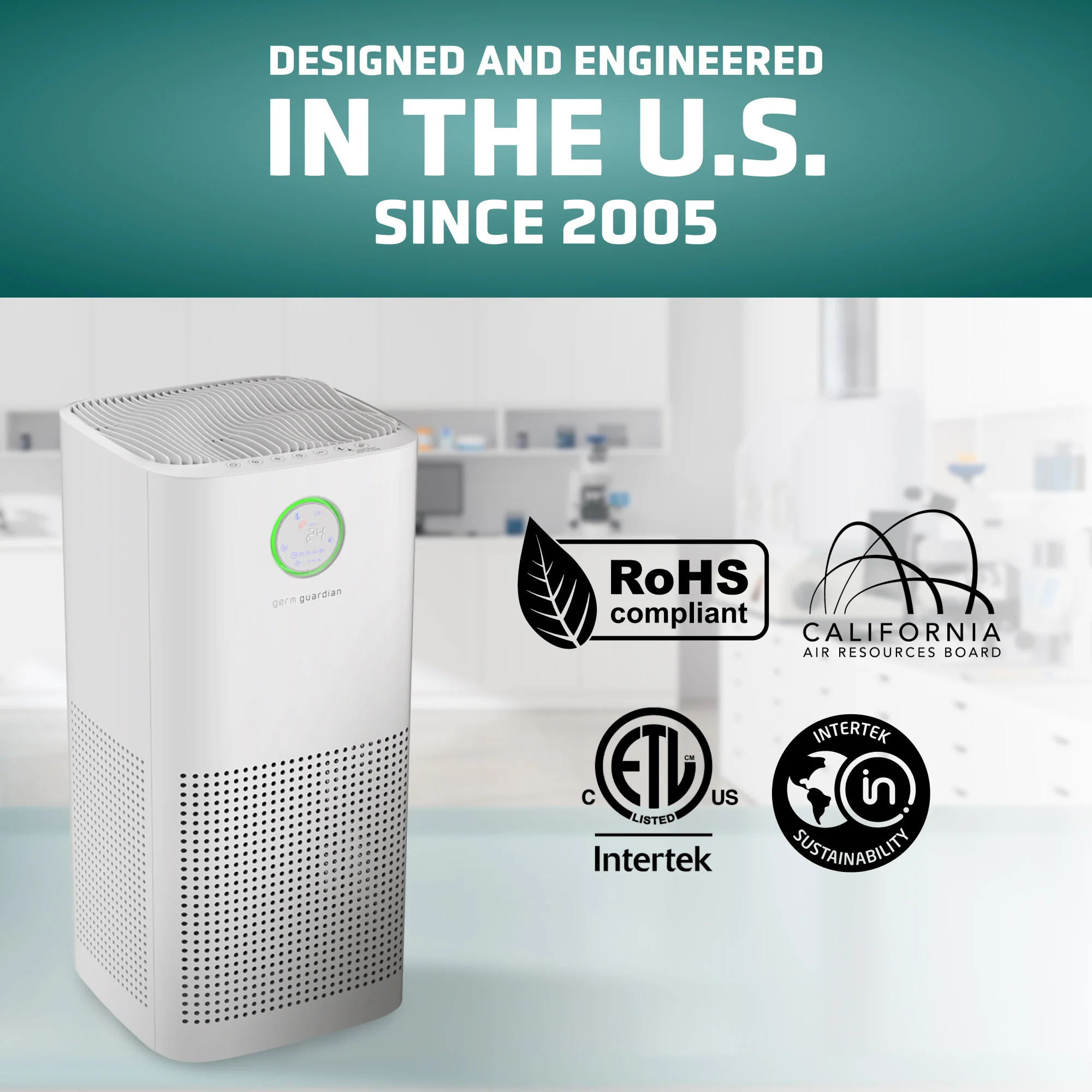 GermGuardian AC5109 HEPA PURE™ 24" Console Air Purifier (360° 4-speed 4-stage UV-C filtration, white) - Image 5
