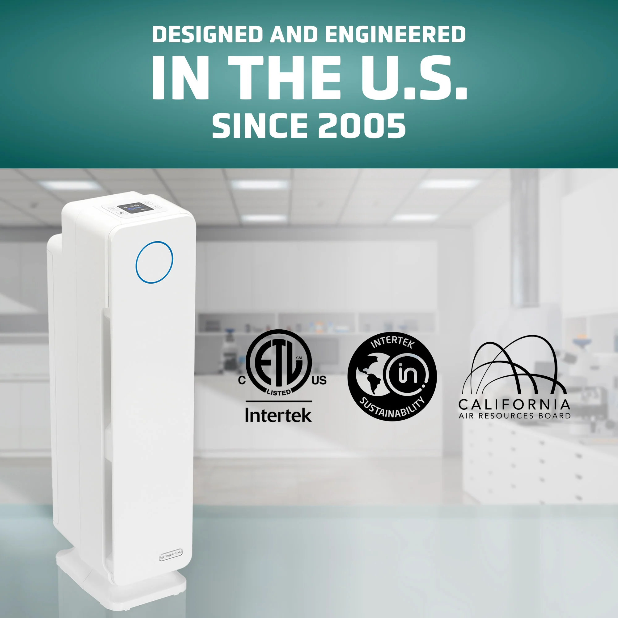 GermGuardian AC5350 HEPA PURE™ 28" Tower Air Purifier (5-speed 3-stage UV-C filtration, white) - Image 4