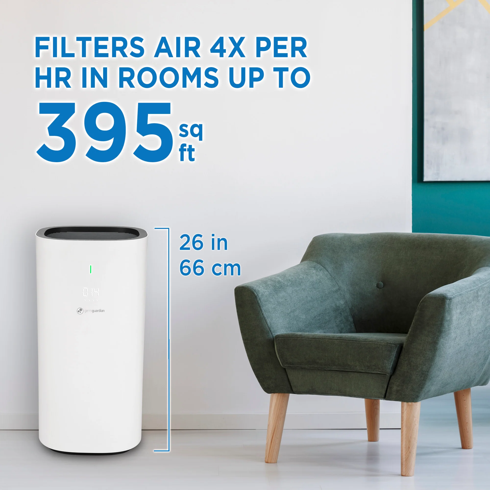 GermGuardian AC9600 HEPA PURE™ 26" Console Air Purifier (3-speed 4-stage filtration, white) - Image 4
