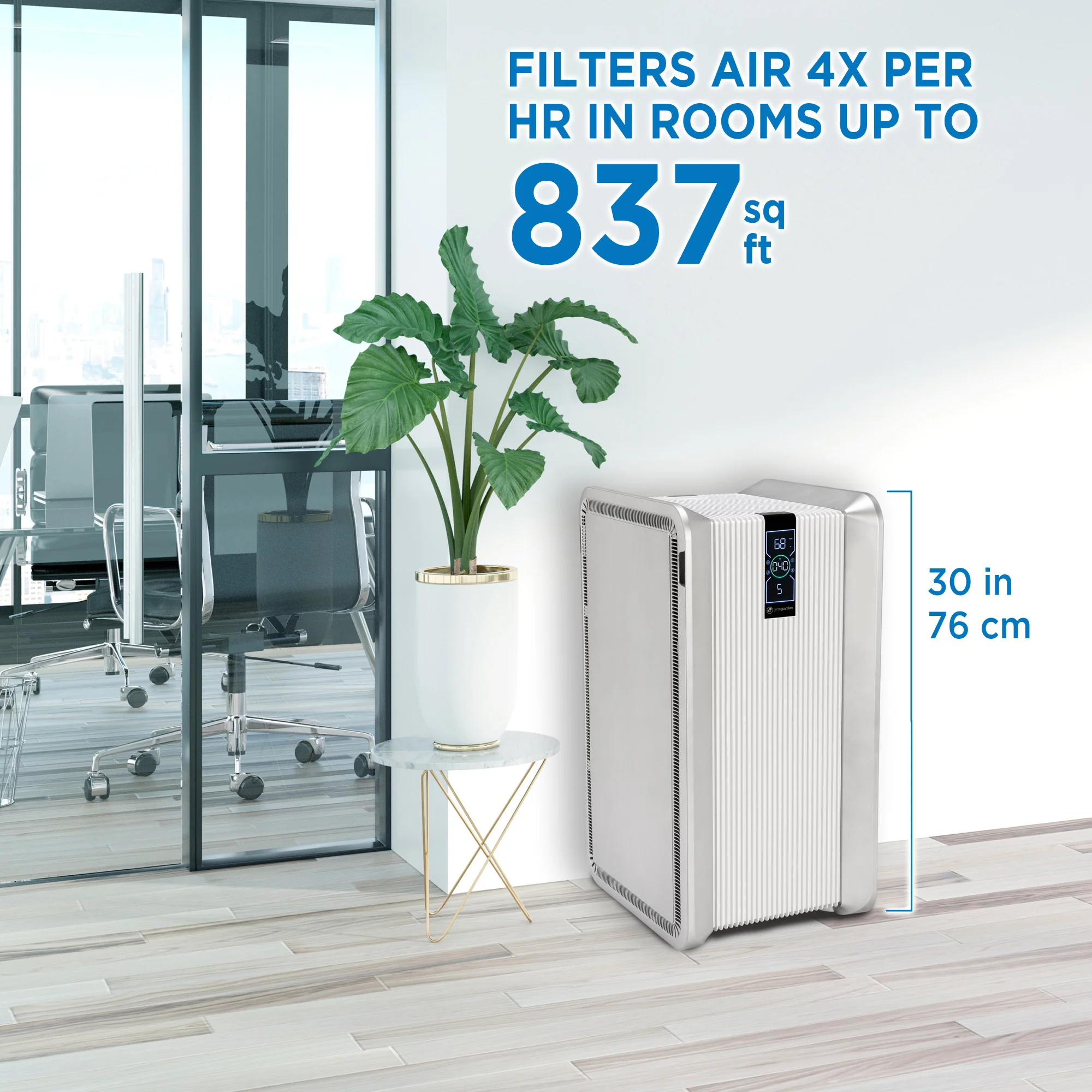 GermGuardian AC6100 PRO HEPA PURE™ 30" Console Air Purifier & Air Quality Monitor (5-speed 4-stage filtration, white) - Image 4
