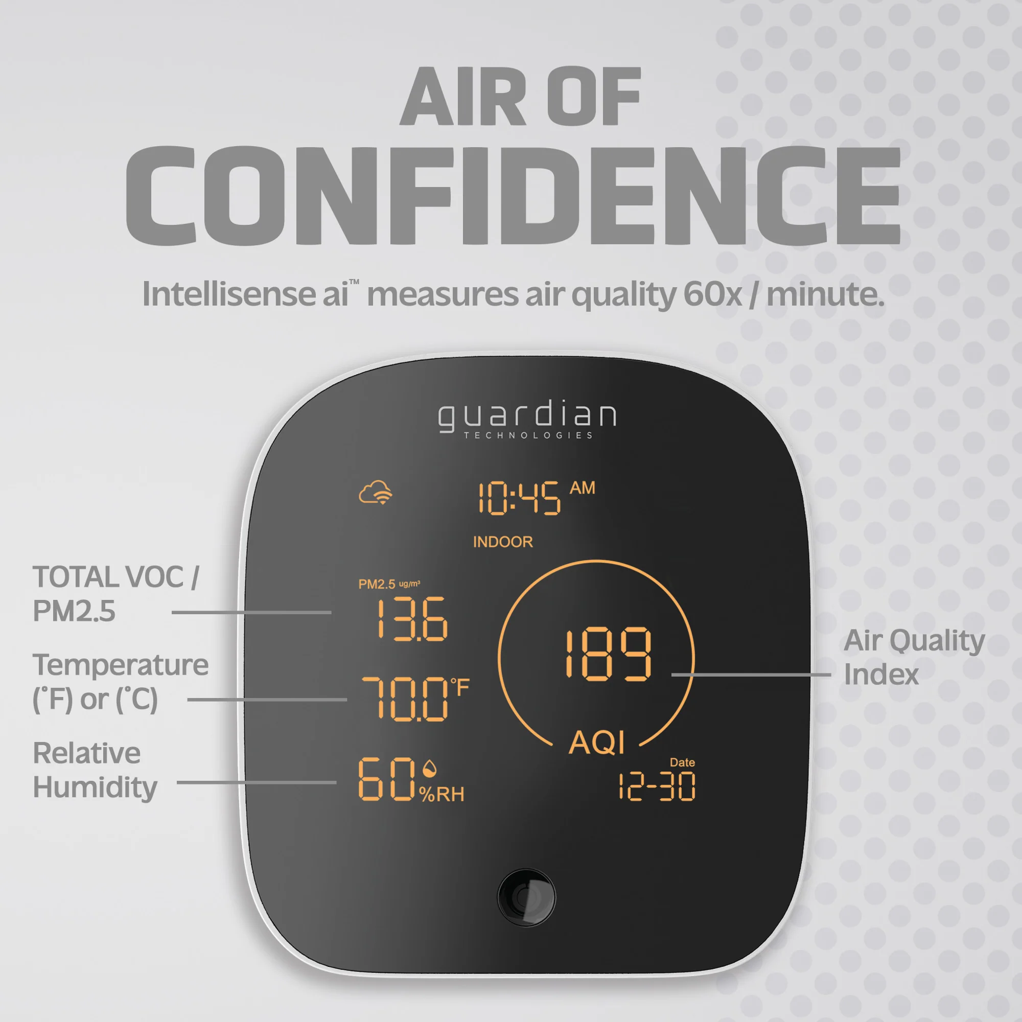 GermGuardian AQM101 Smart Air Quality Monitor (white) - Image 3