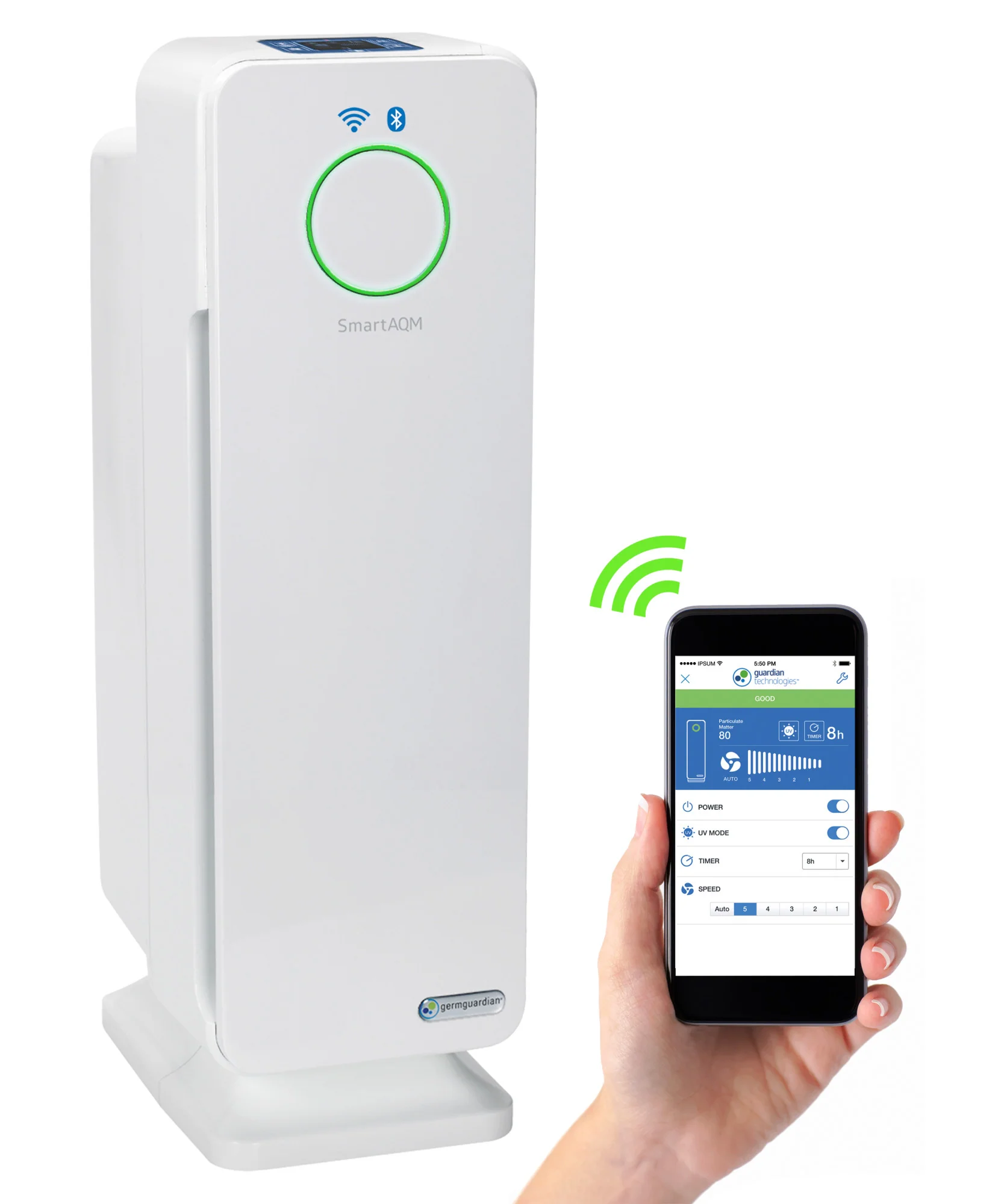 GermGuardian CDAP4500 22" Air Purifier with HEPA Pure Filter and UV-C: White - Image 4