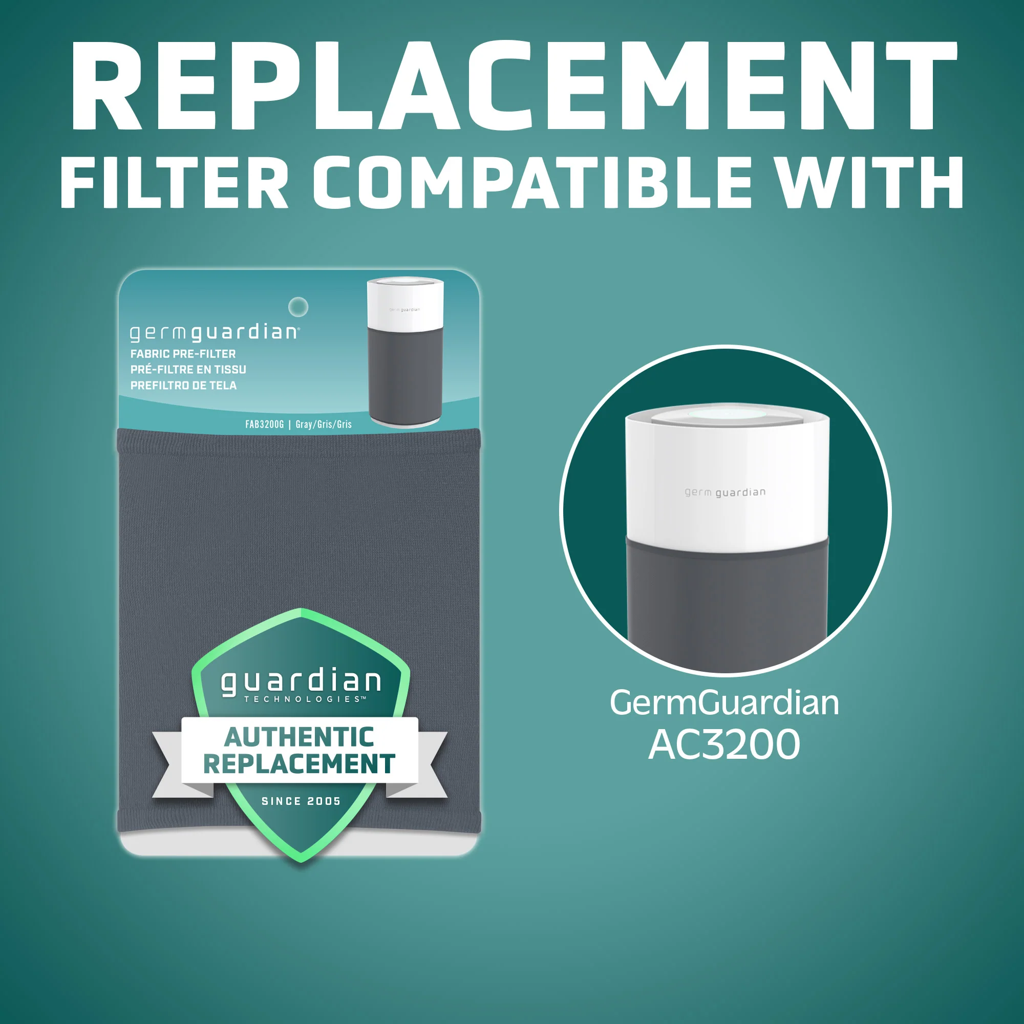GermGuardian FAB3200 Fabric Pre-Filter (gray) - Image 2