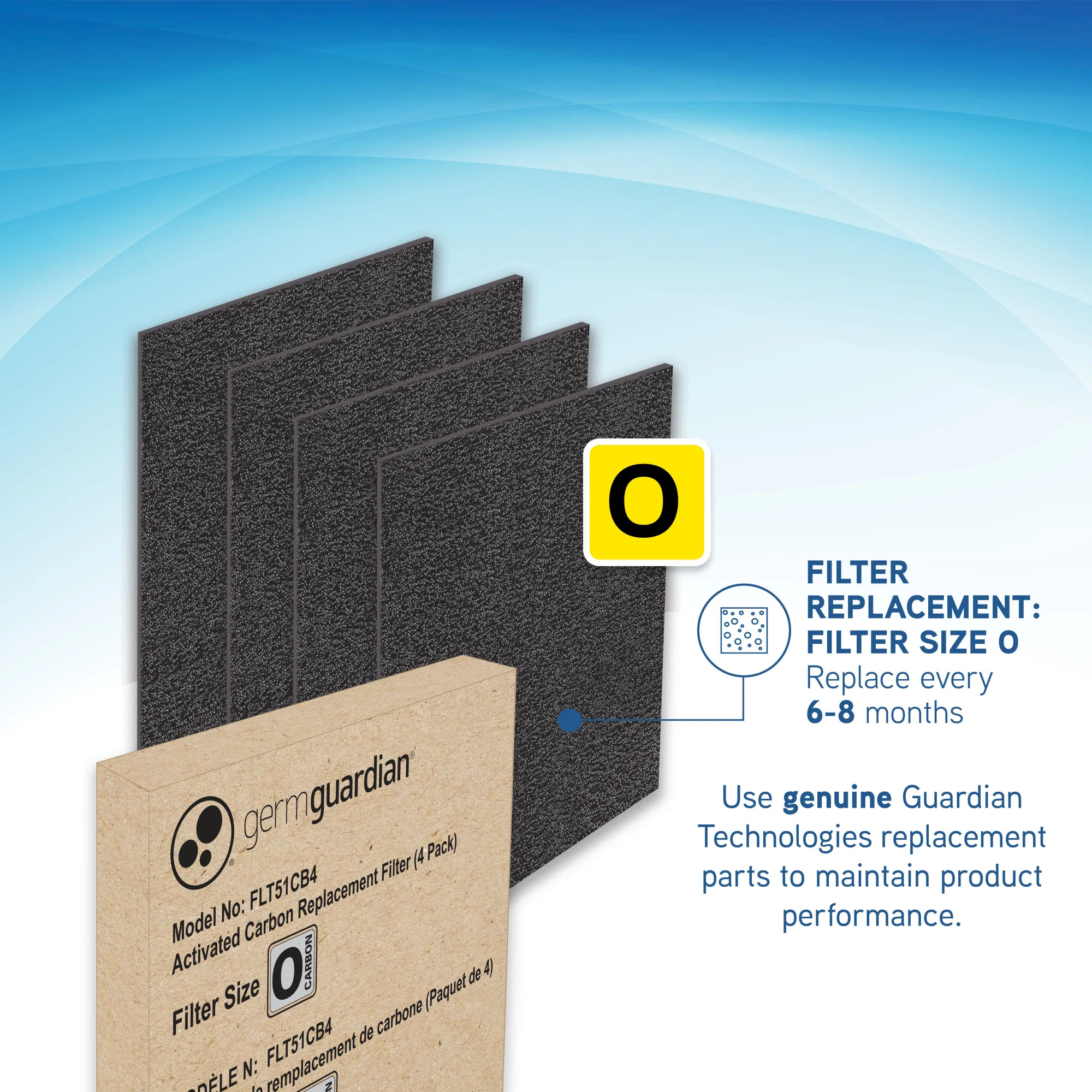 GermGuardian FLT51CB4 Carbon Replacement Filter O for AC5109W Air Purifier, 4 Pack - Image 3