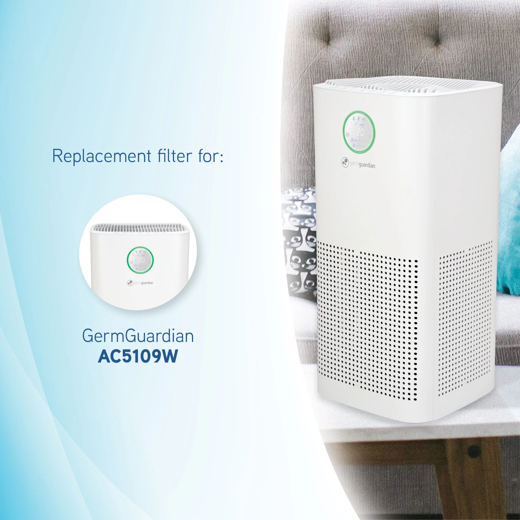 GermGuardian FLT51CB4 Carbon Replacement Filter O for AC5109W Air Purifier, 4 Pack - Image 4