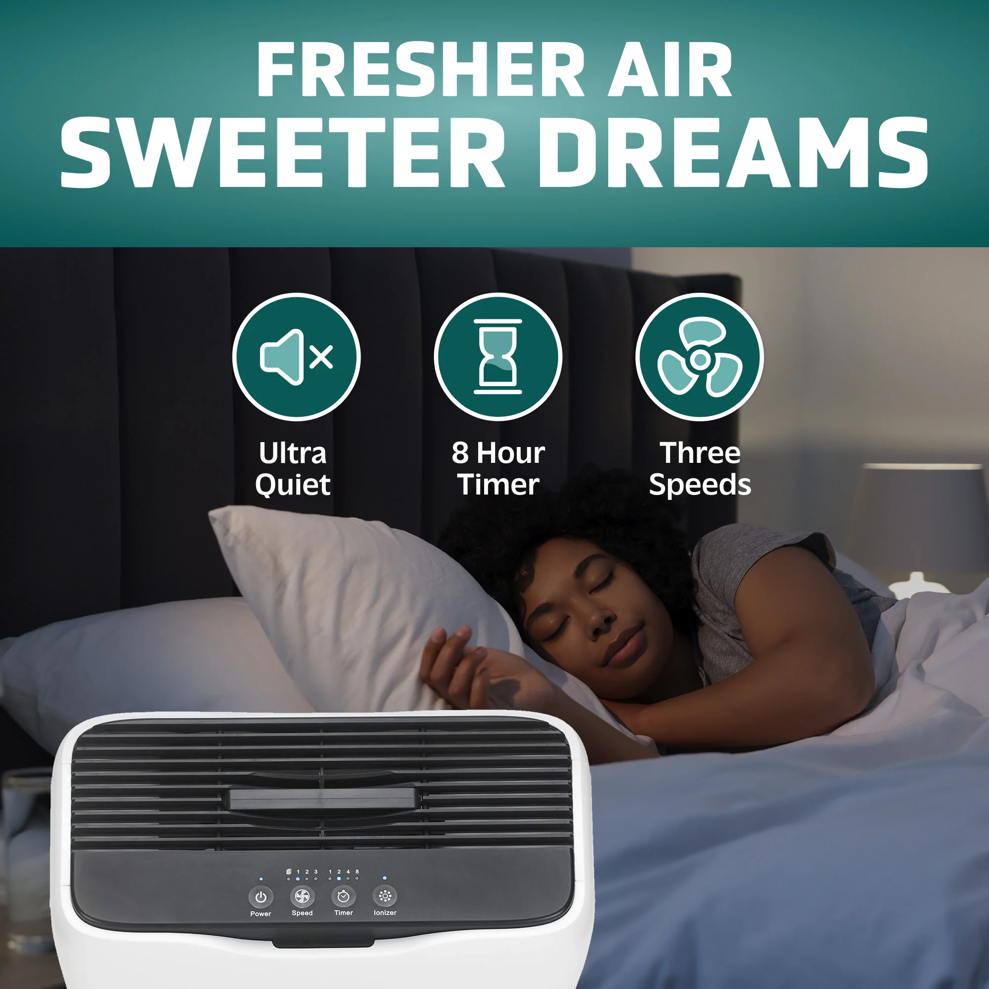 GermGuardian AC5600 HEPA PURE™ 18" Console Air Purifier (3-speed 3-stage filtration, white) - Image 3