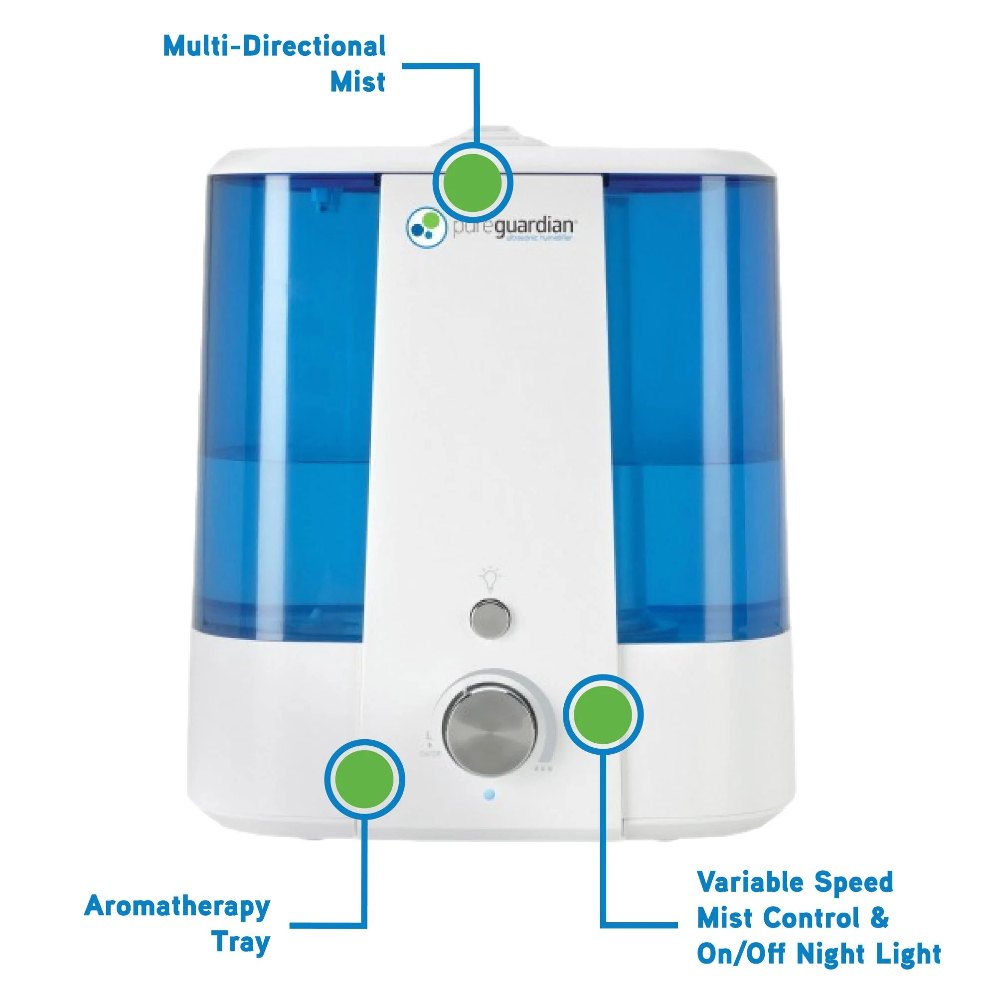 PureGuardian H1175 Top Fill Ultrasonic Cool Mist Humidifier with Aromatherapy Tray, 1.5-Gallon - Image 5