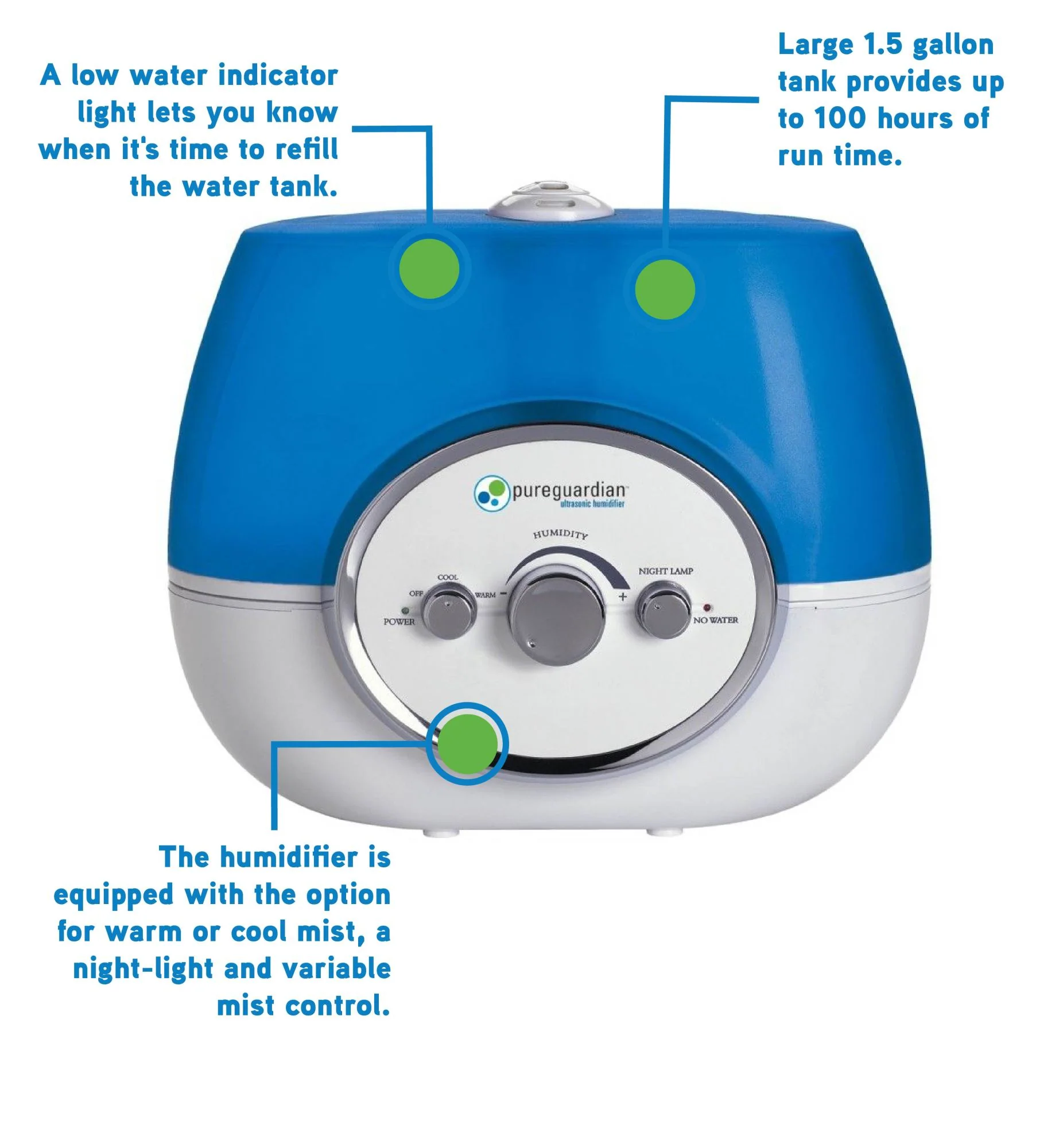 PureGuardian H1510 Ultrasonic Warm Mist & Ultrasonic Cool Mist Humidifier - Image 5