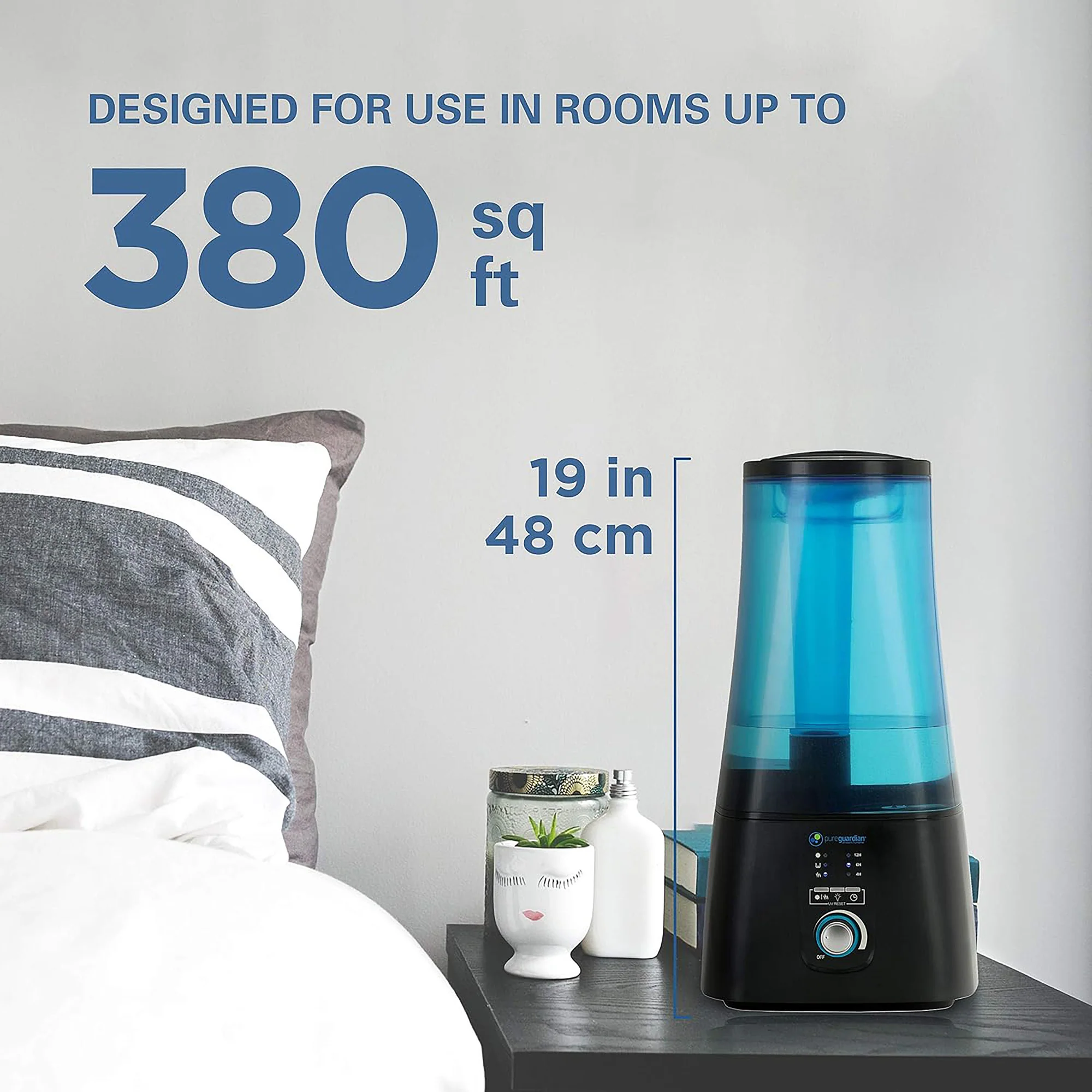 PureGuardian H5450BCA Ultrasonic Warm and Cool Mist Humidifier with UV-C and Aromatherapy Tray, 2-Gallons - Image 2