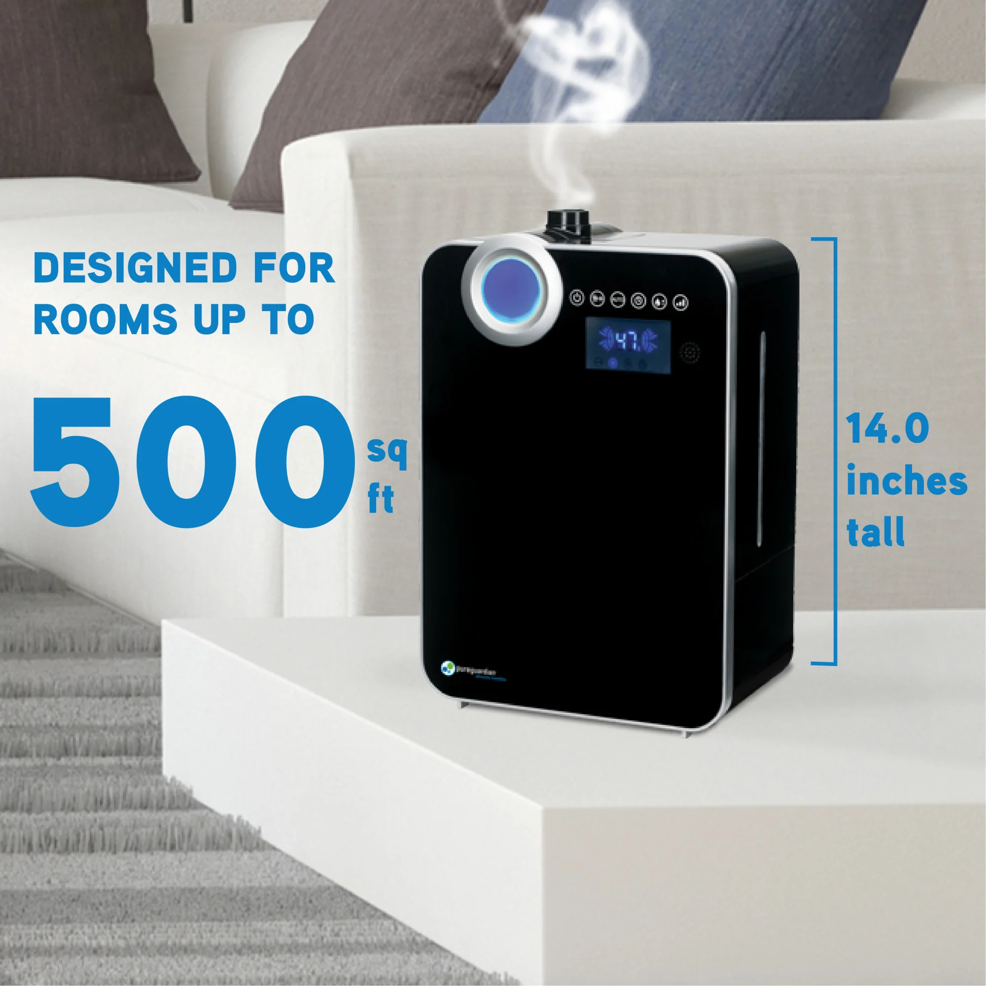 PureGuardian H8000B Elite Ultrasonic Warm Mist & Ultrasonic Cool Mist Digital Humidifier with Extendable Wand - Image 4