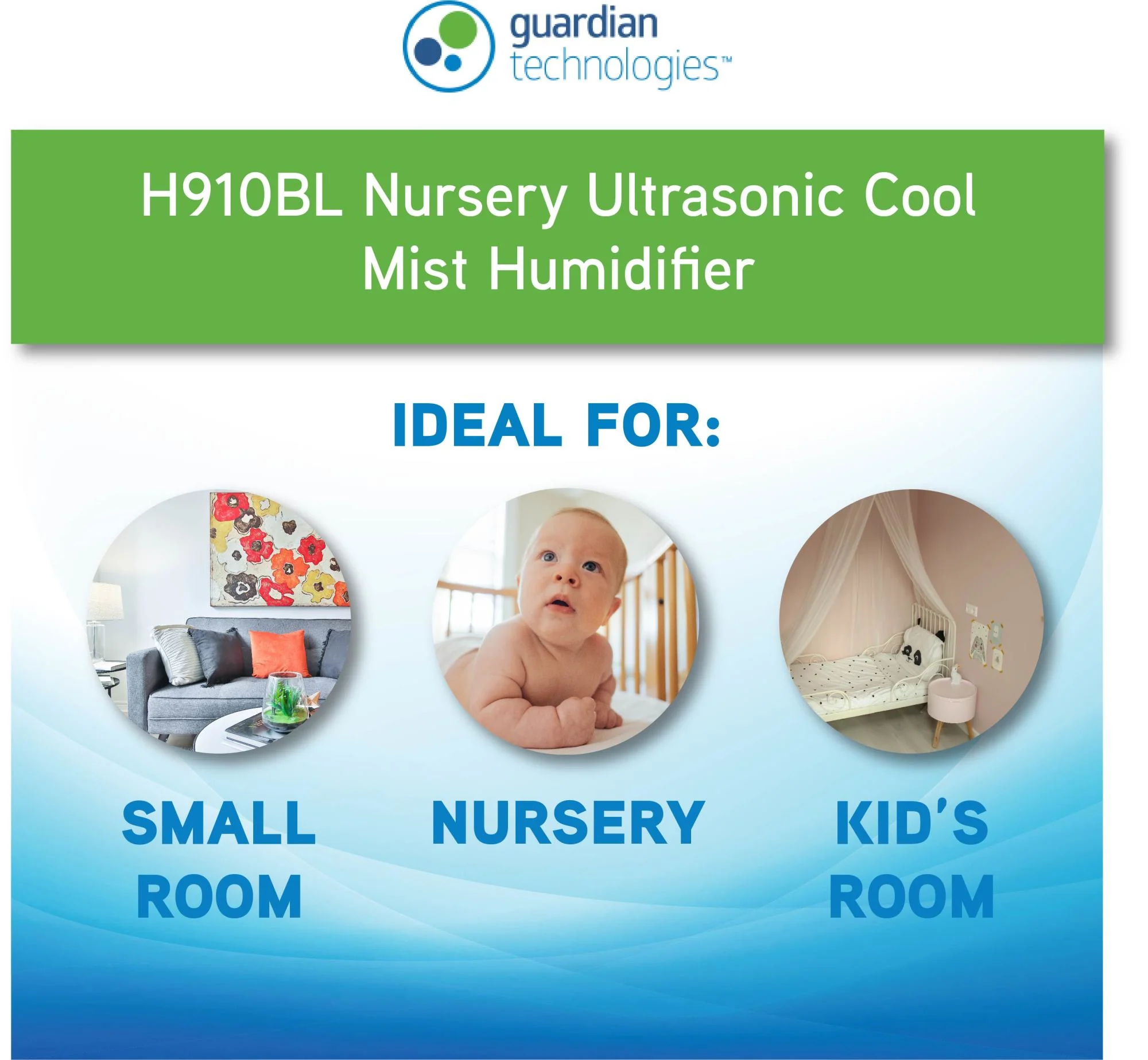 PureGuardian H910BL Nursery Ultrasonic Cool Mist Humidifier - Image 5