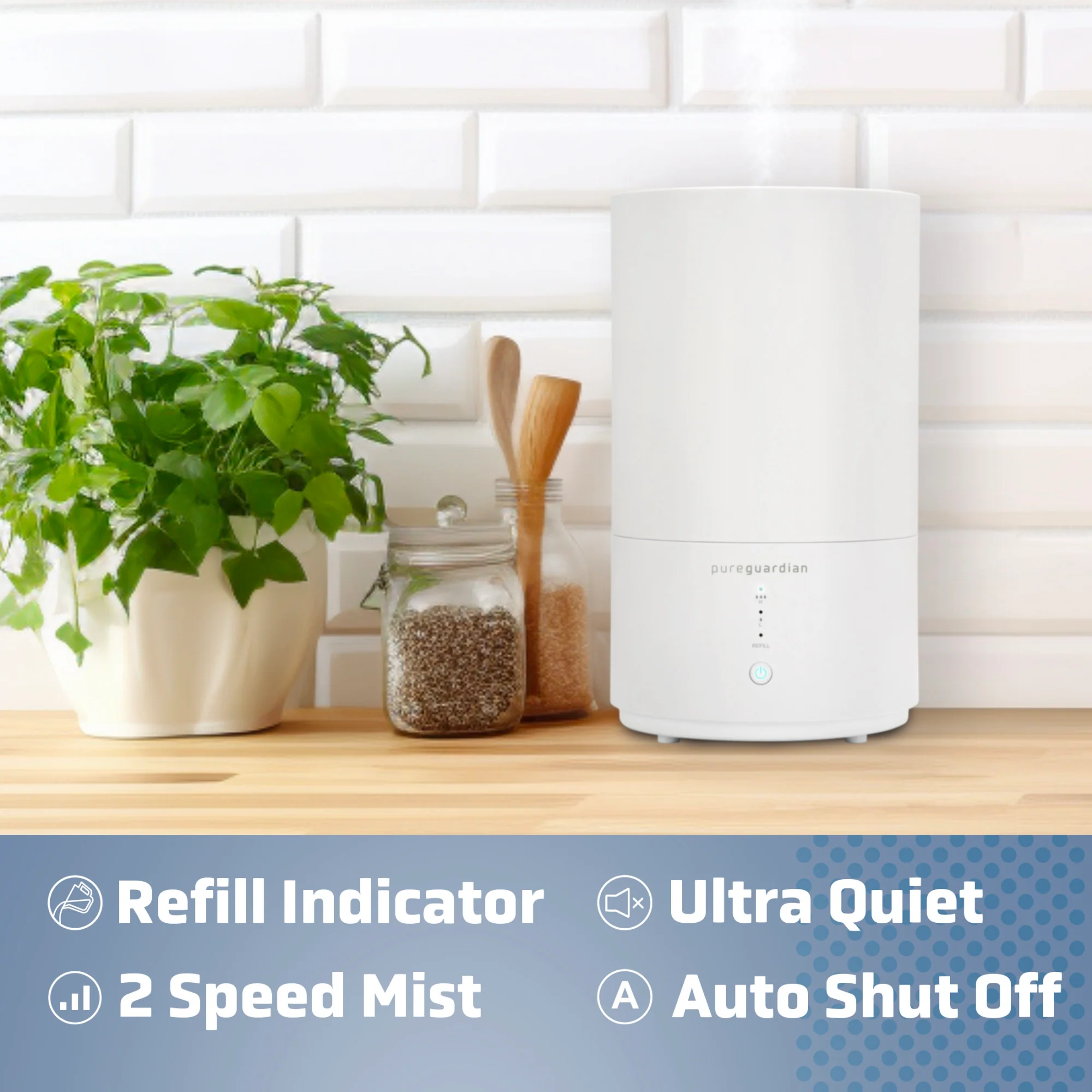 PureGuardian H950AR 0.80 Gallon Top Fill Ultrasonic Cool Mist Humidifier with Aromatherapy Tray - Image 3