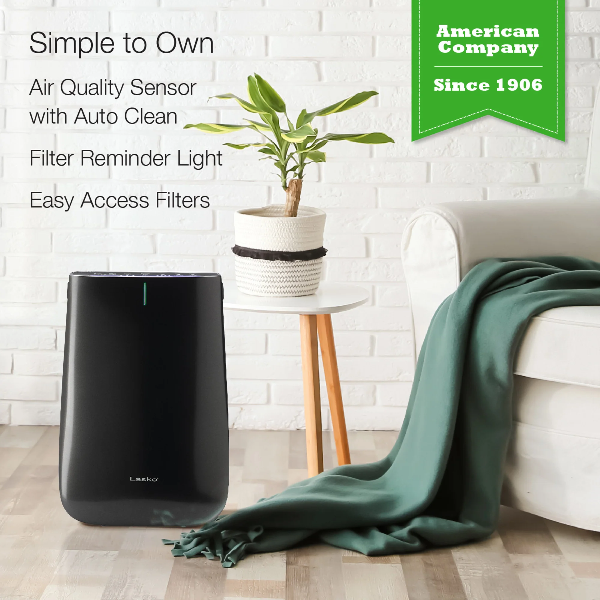 Lasko HF25630 Pure Platinum HEPA 28" Console Air Purifier (3-speed 3-stage UV-C filtration, black) - Image 6