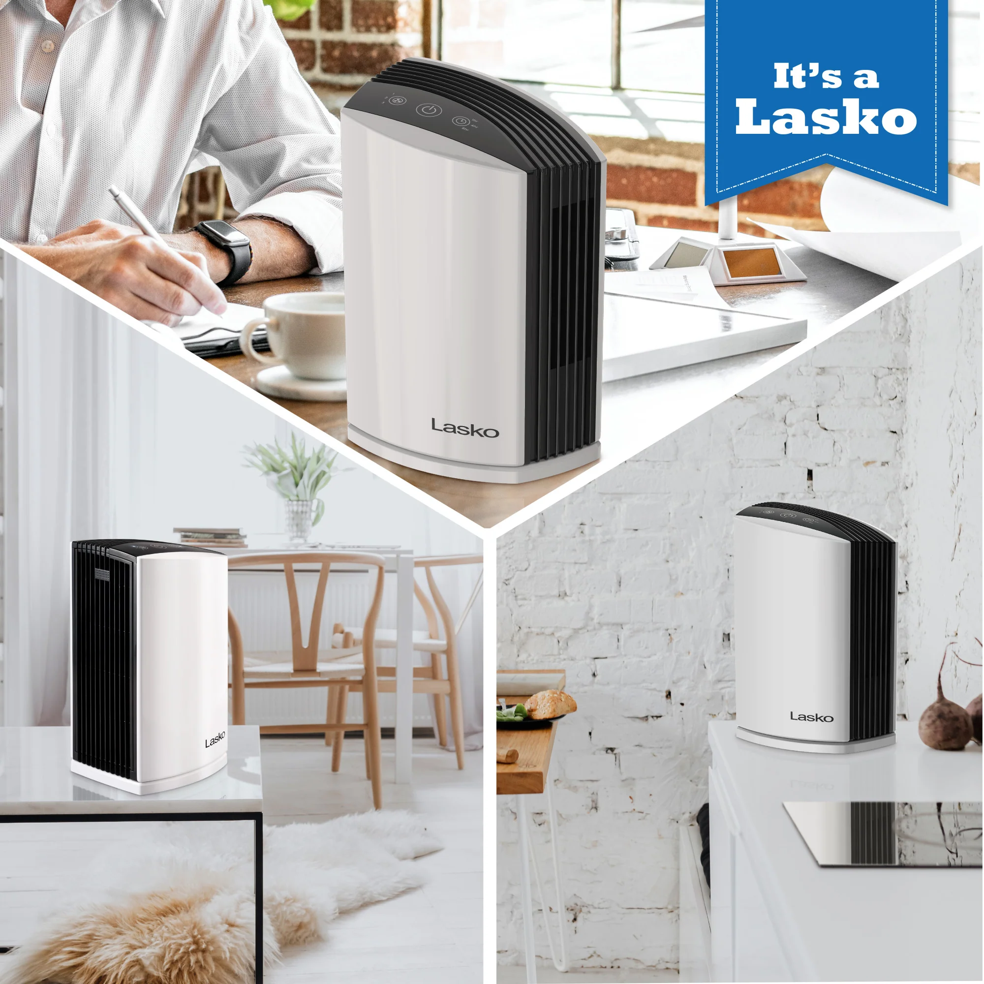 Lasko LP200 HEPA 15" Table Top Air Purifier (3-speed 2-stage filtration, white/black) - Image 7