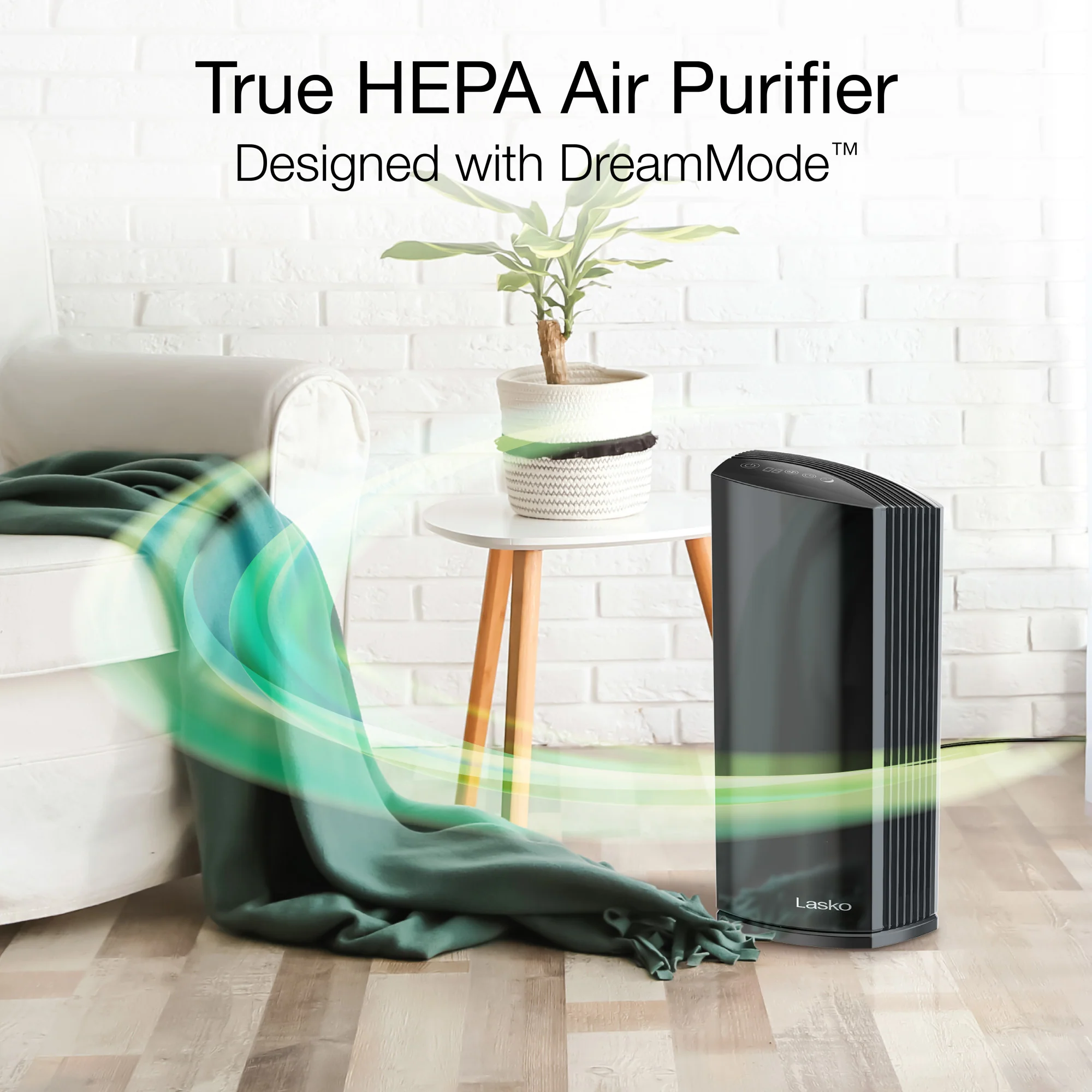 Lasko LP450 HEPA 22" Tower Air Purifier (4-speed 2-stage filtration, black) - Image 2