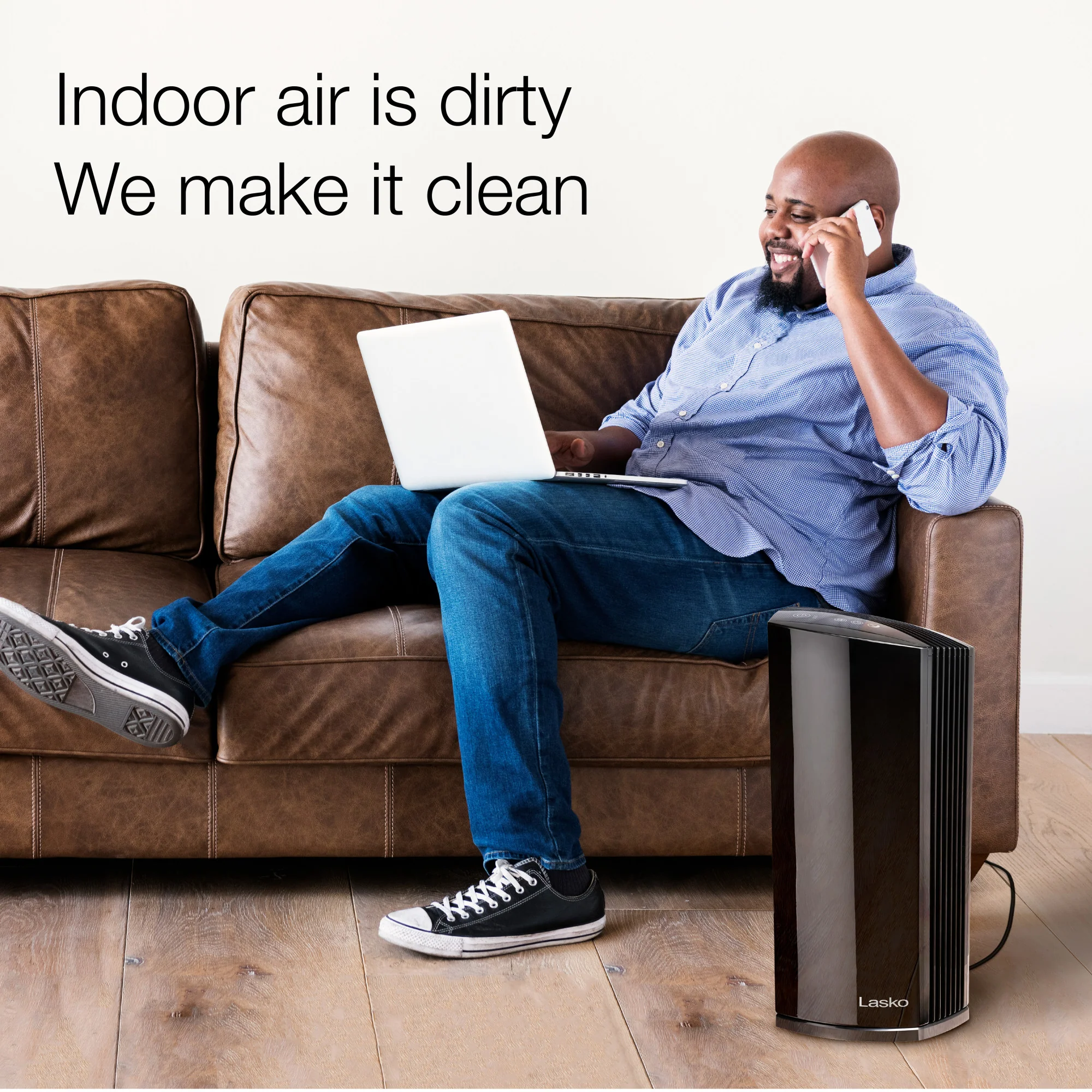 Lasko LP450 HEPA 22" Tower Air Purifier (4-speed 2-stage filtration, black) - Image 3