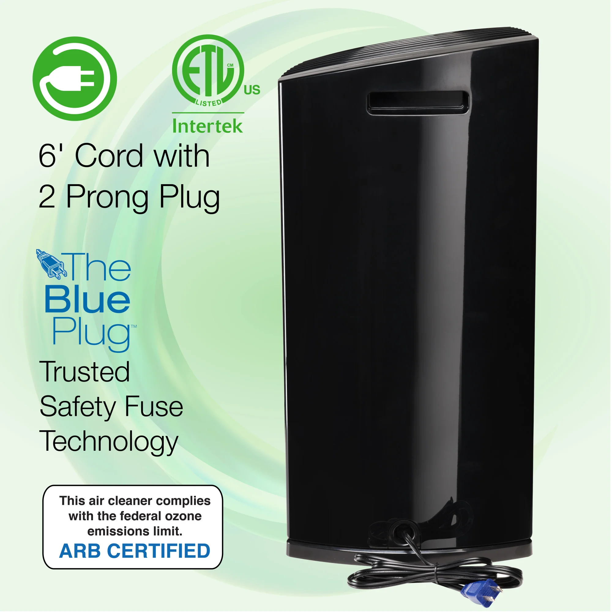 Lasko LP450 HEPA 22" Tower Air Purifier (4-speed 2-stage filtration, black) - Image 8