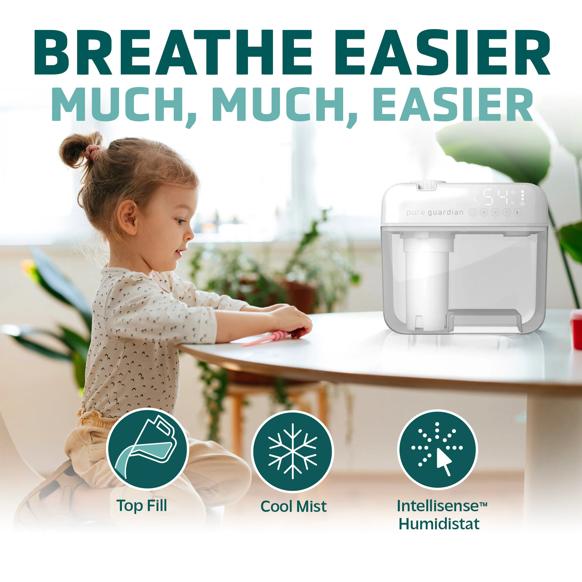 PureGuardian H1050W 1.2 Gallon Cool Mist Ultrasonic Humidifier, White - Image 3
