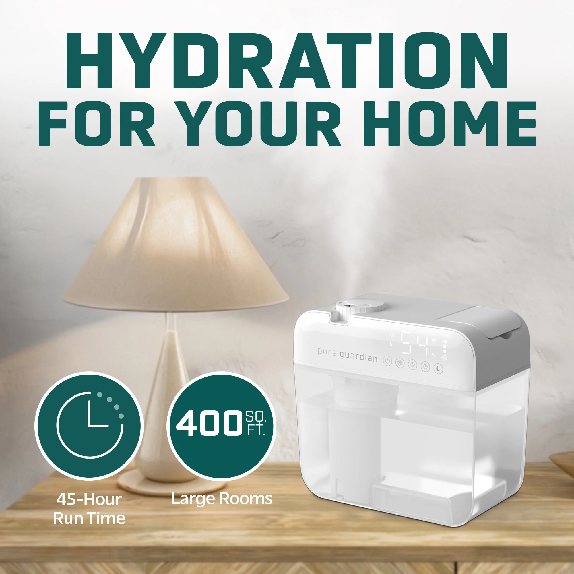 PureGuardian H1050W 1.2 Gallon Cool Mist Ultrasonic Humidifier, White - Image 4