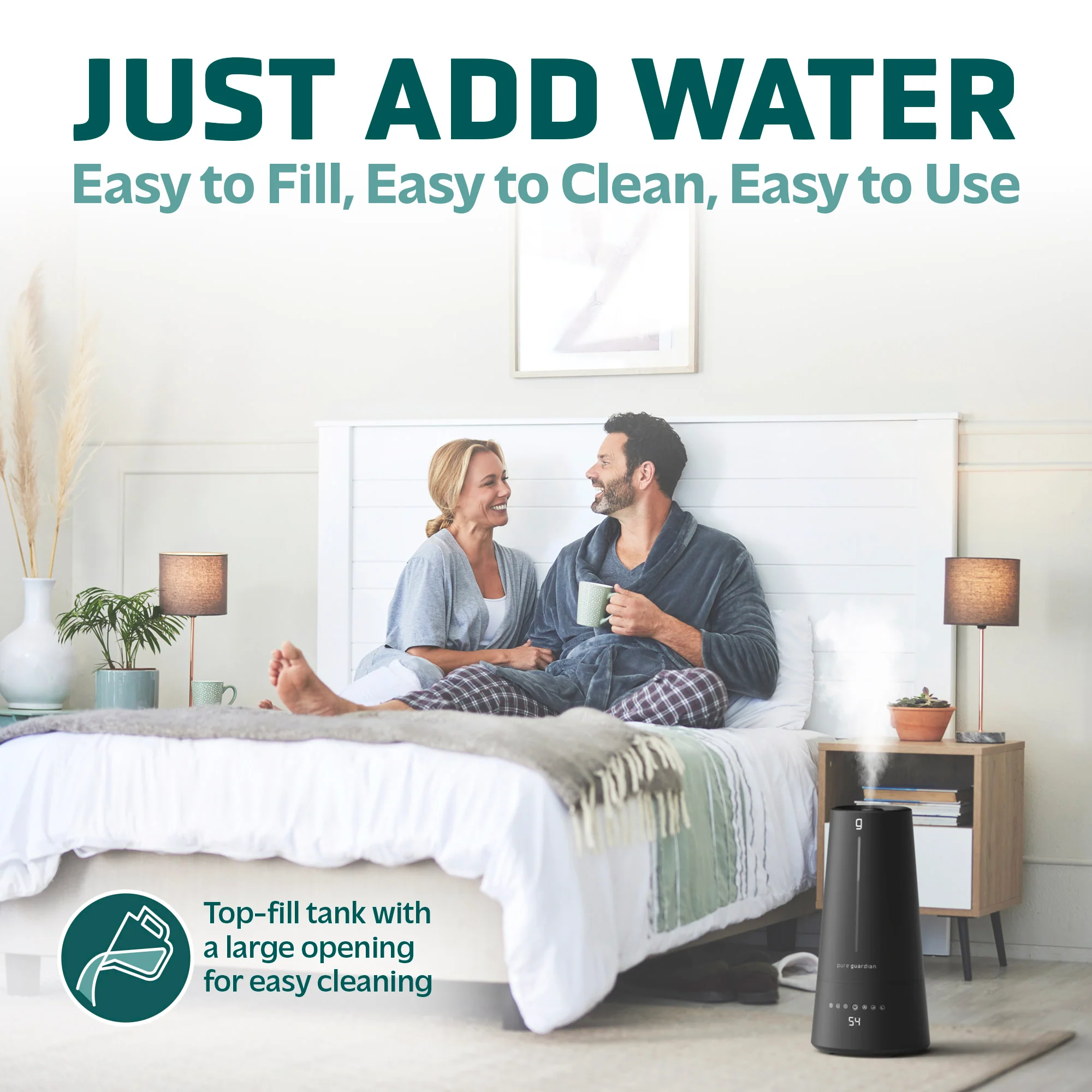 PureGuardian H5665B 90-Hour, 1.5 Gallon Warm and Cool Mist Ultrasonic Humidifier with Humidistat and UV-C - Image 5