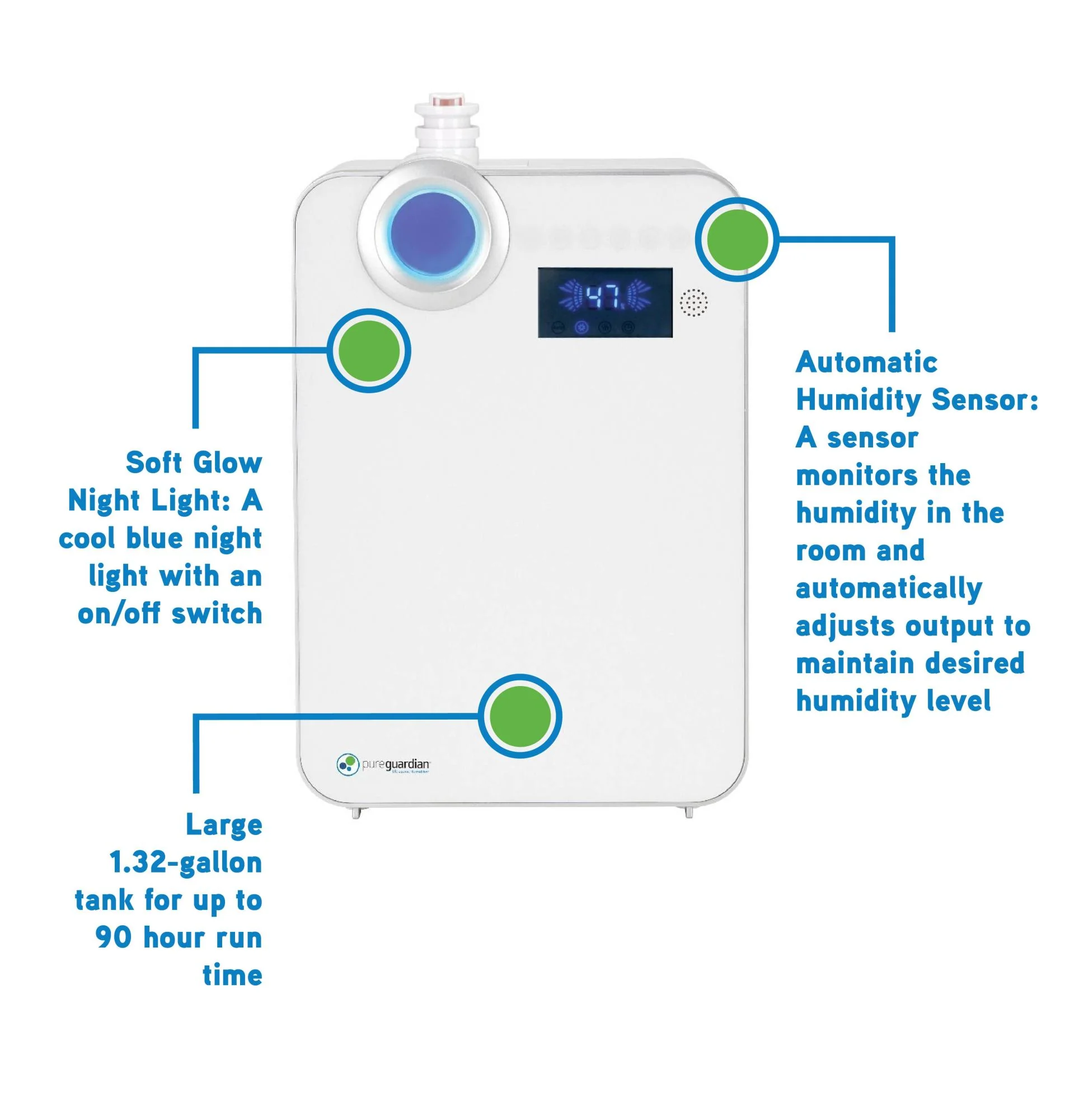 PureGuardian H7550 Elite Ultrasonic Warm Mist & Ultrasonic Cool Mist Humidifier - Image 4