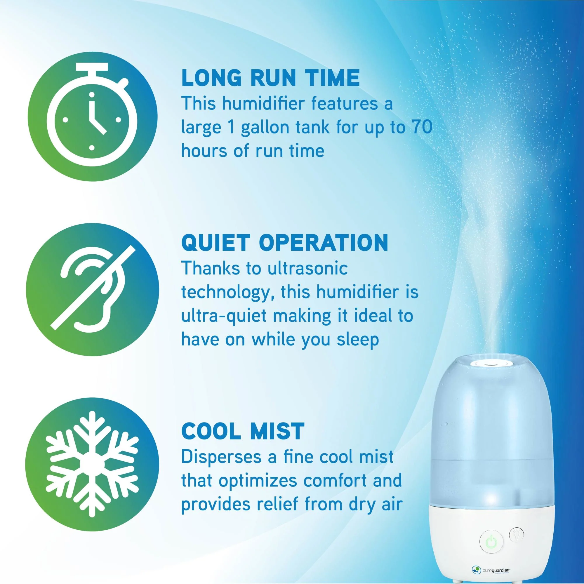PureGuardian H975AR 1-Gallon Cool Mist Humidifier - Image 3