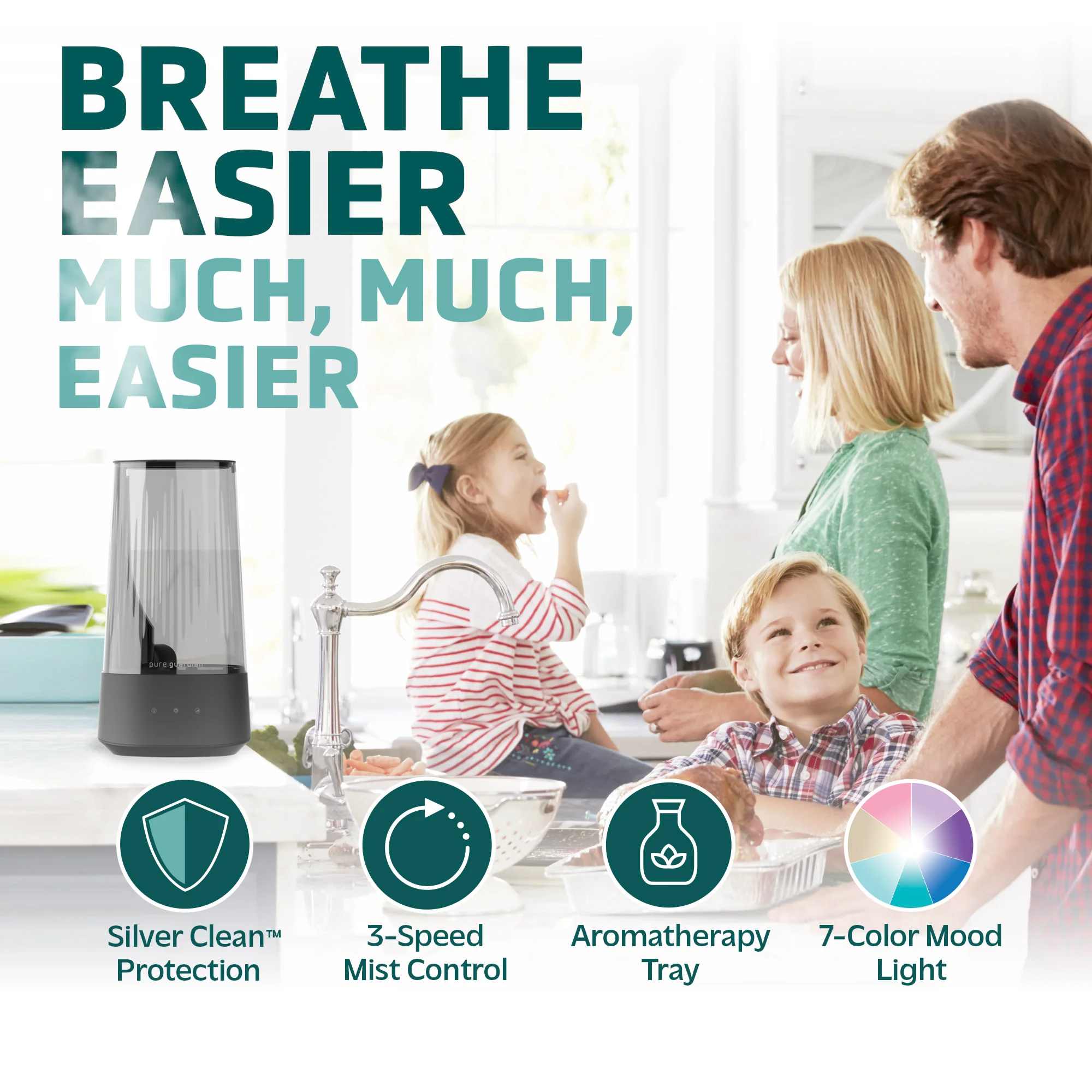 PureGuardian H980C 70-Hour Ultrasonic Cool Mist Humidifier, 1-Gallon - Image 3