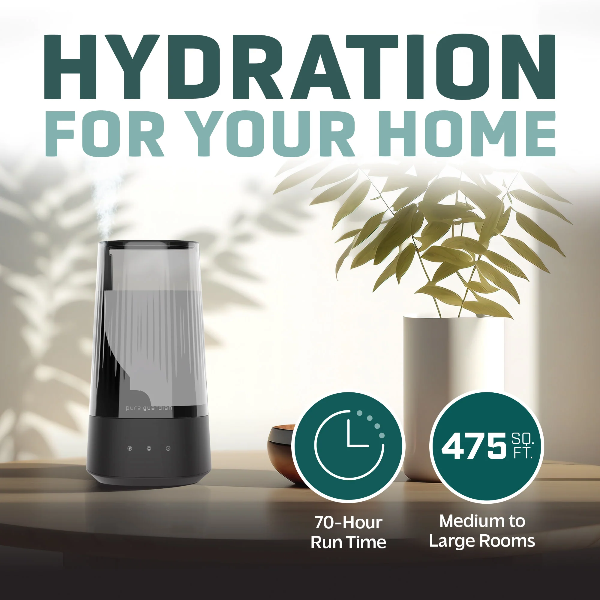 PureGuardian H980C 70-Hour Ultrasonic Cool Mist Humidifier, 1-Gallon - Image 4