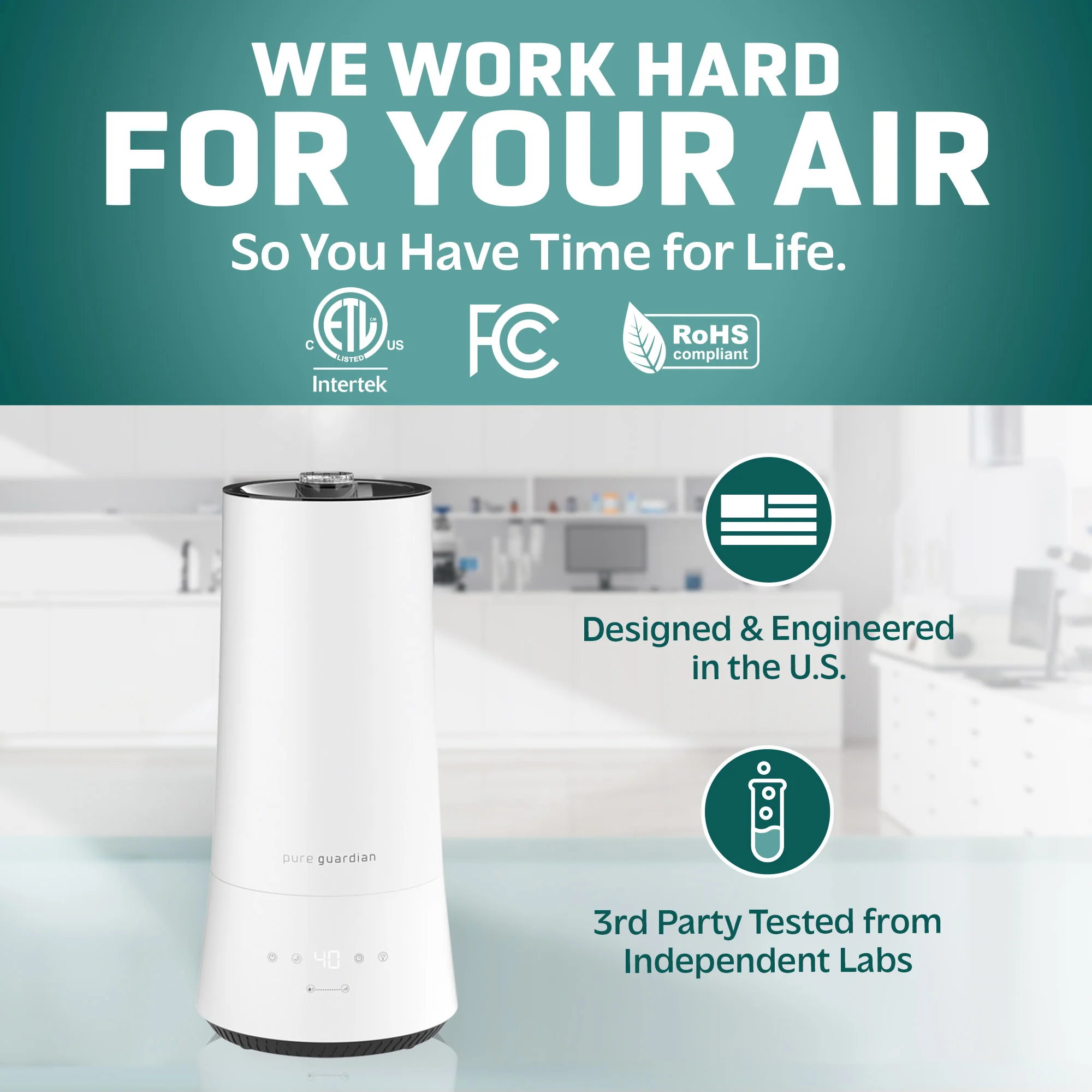 PureGuardian H997W 90-Hour Ultrasonic Humidifier with Humidistat, 1.6 Gallon - Image 7