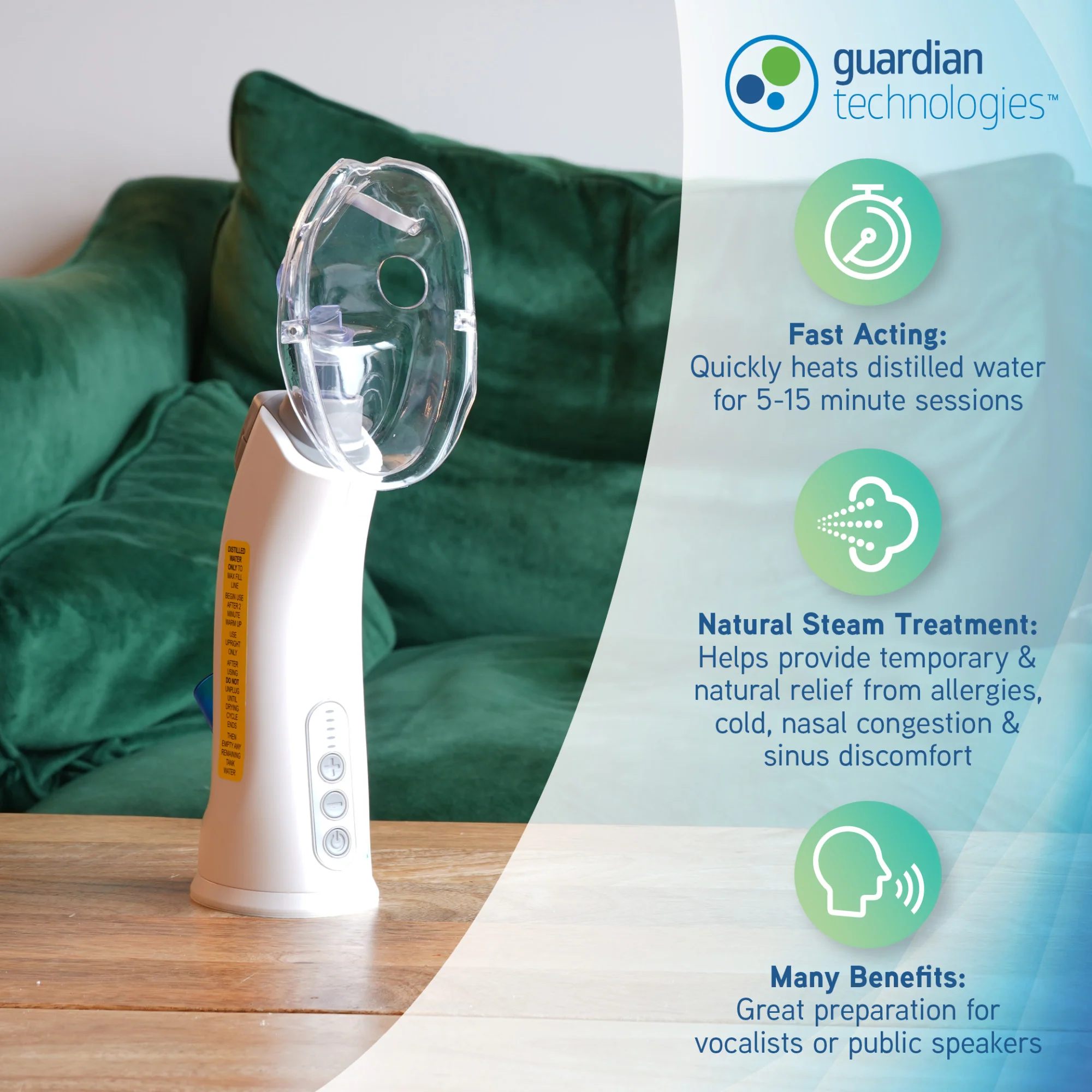 PureGuardian MST55 Personal Warm Mist Steam Inhaler with Aromatherapy Tray - Image 4
