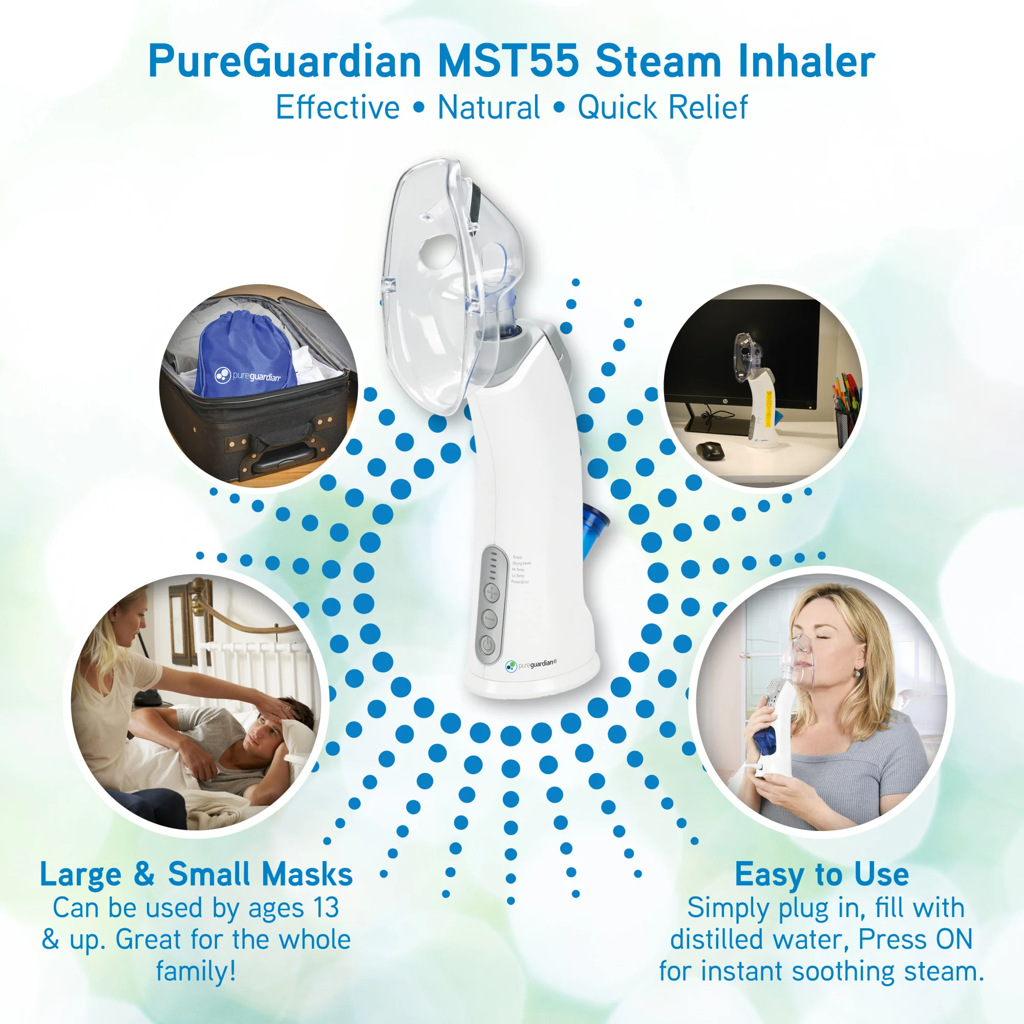 PureGuardian MST55 Personal Warm Mist Steam Inhaler with Aromatherapy Tray - Image 8