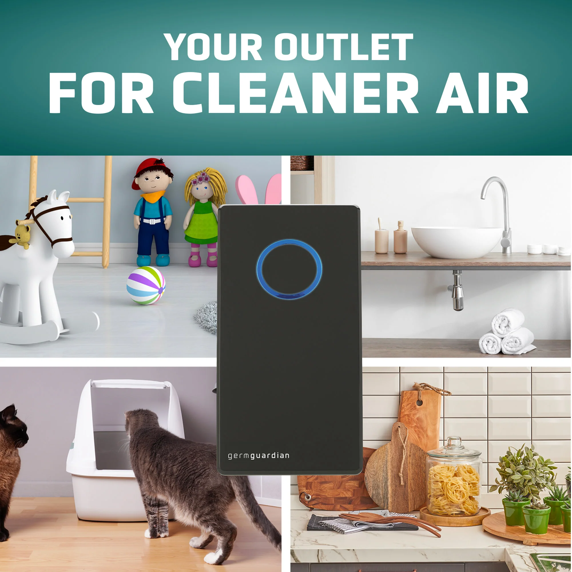 GermGuardian GG1100 Elite Pluggable UV-C Air Sanitizer, Odor Reduction (black) - Image 3
